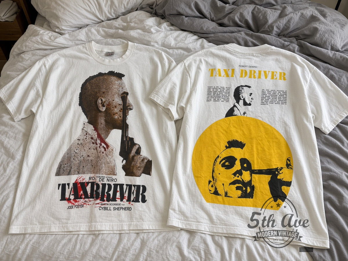 Taxi Driver vintage band t-shirt on bed