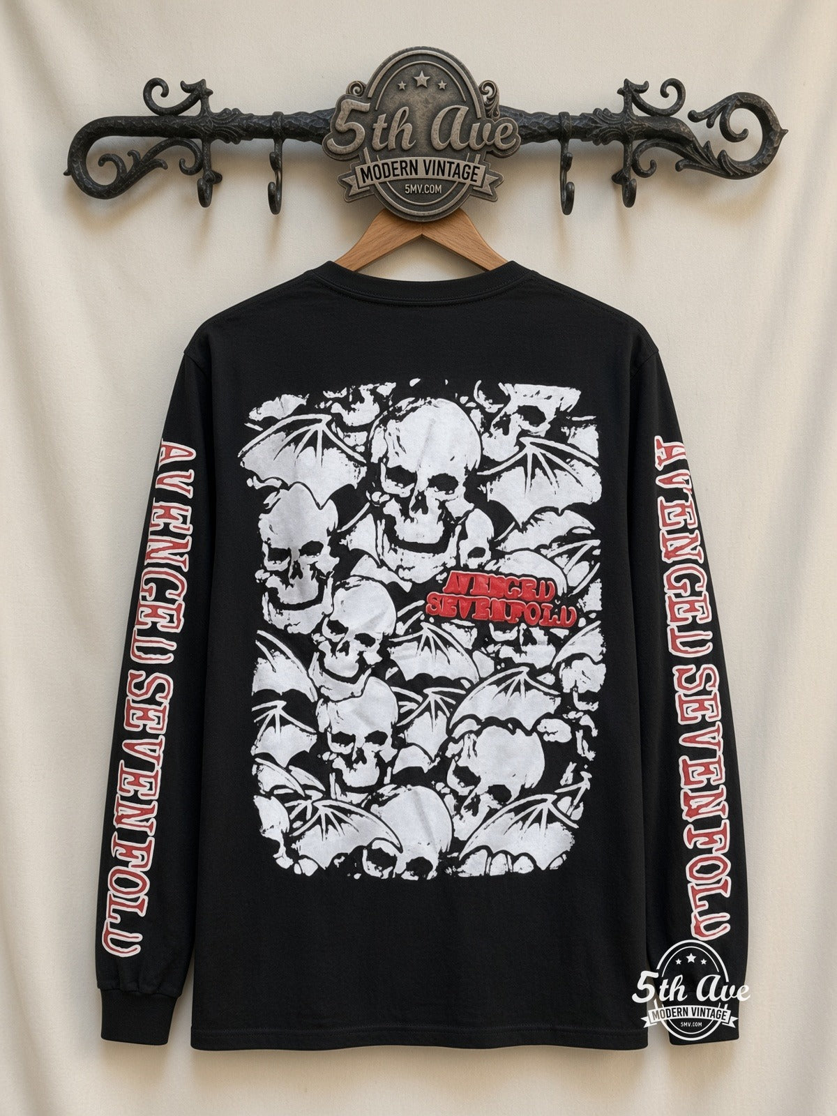 ETS LS 02 Avenged Sevenfold Deathbat Logo long sleeve vintage tee on rack, back