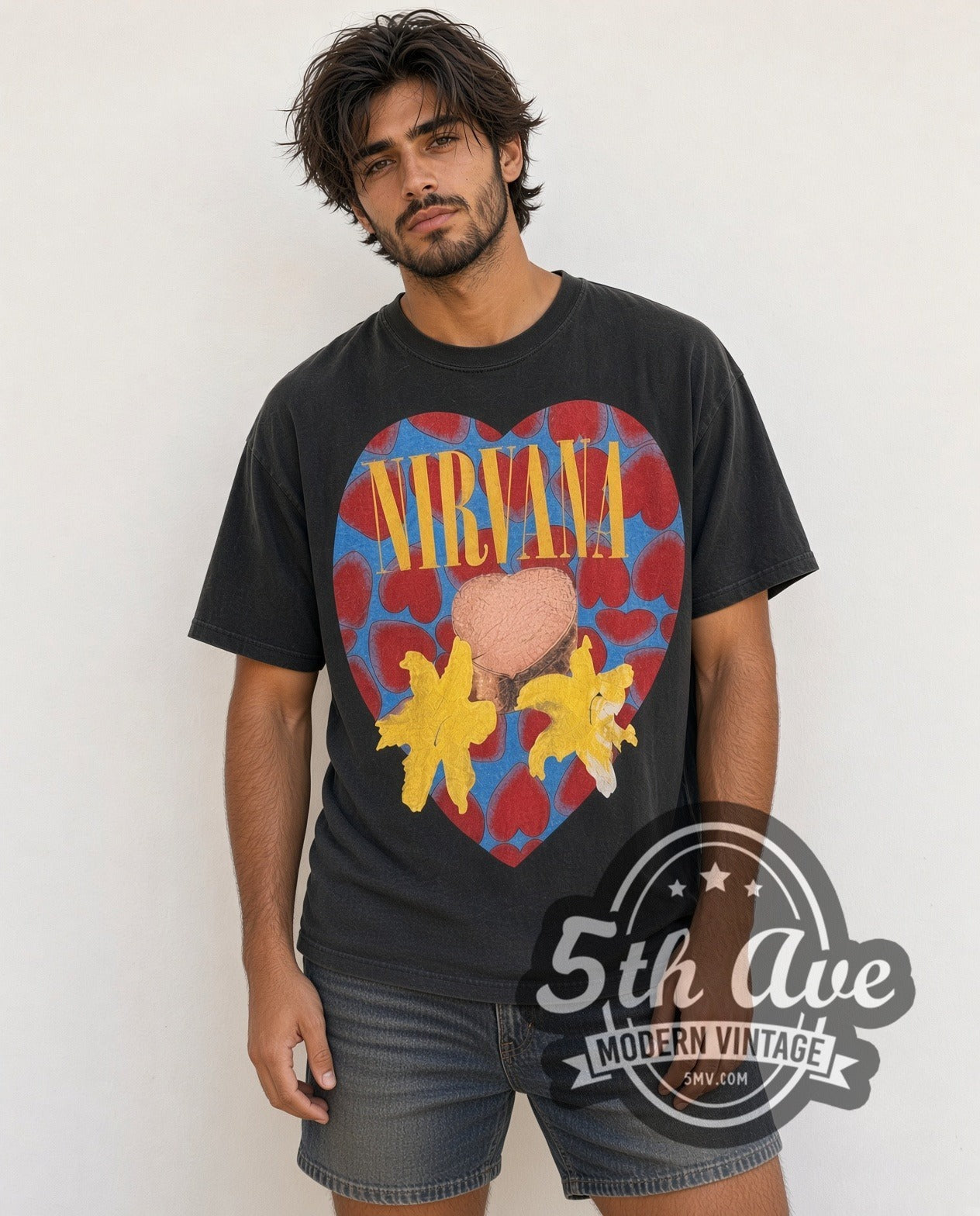 Nirvana 'Heart-Shaped All Over Print Vintage Band T-Shirt | 5MV