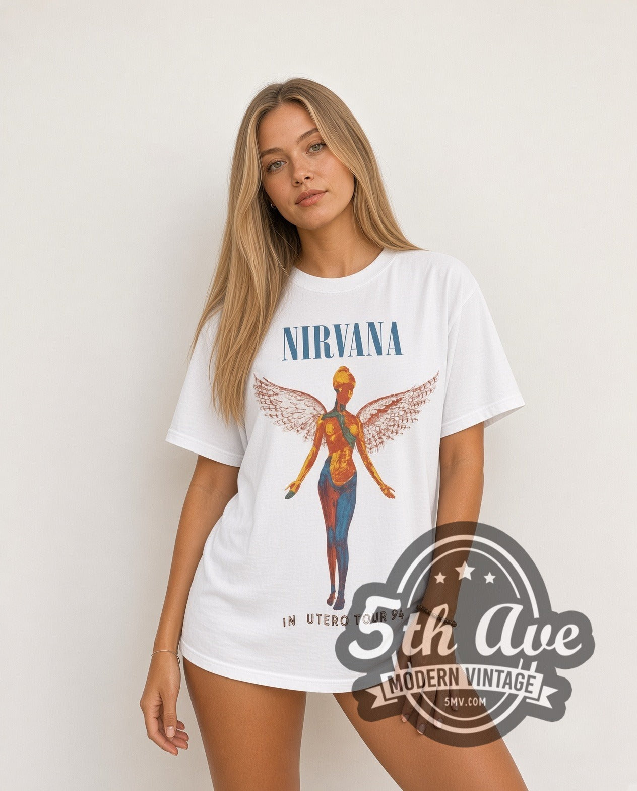 Nirvana In Utero Tour 1994 White Vintage Band T-Shirt