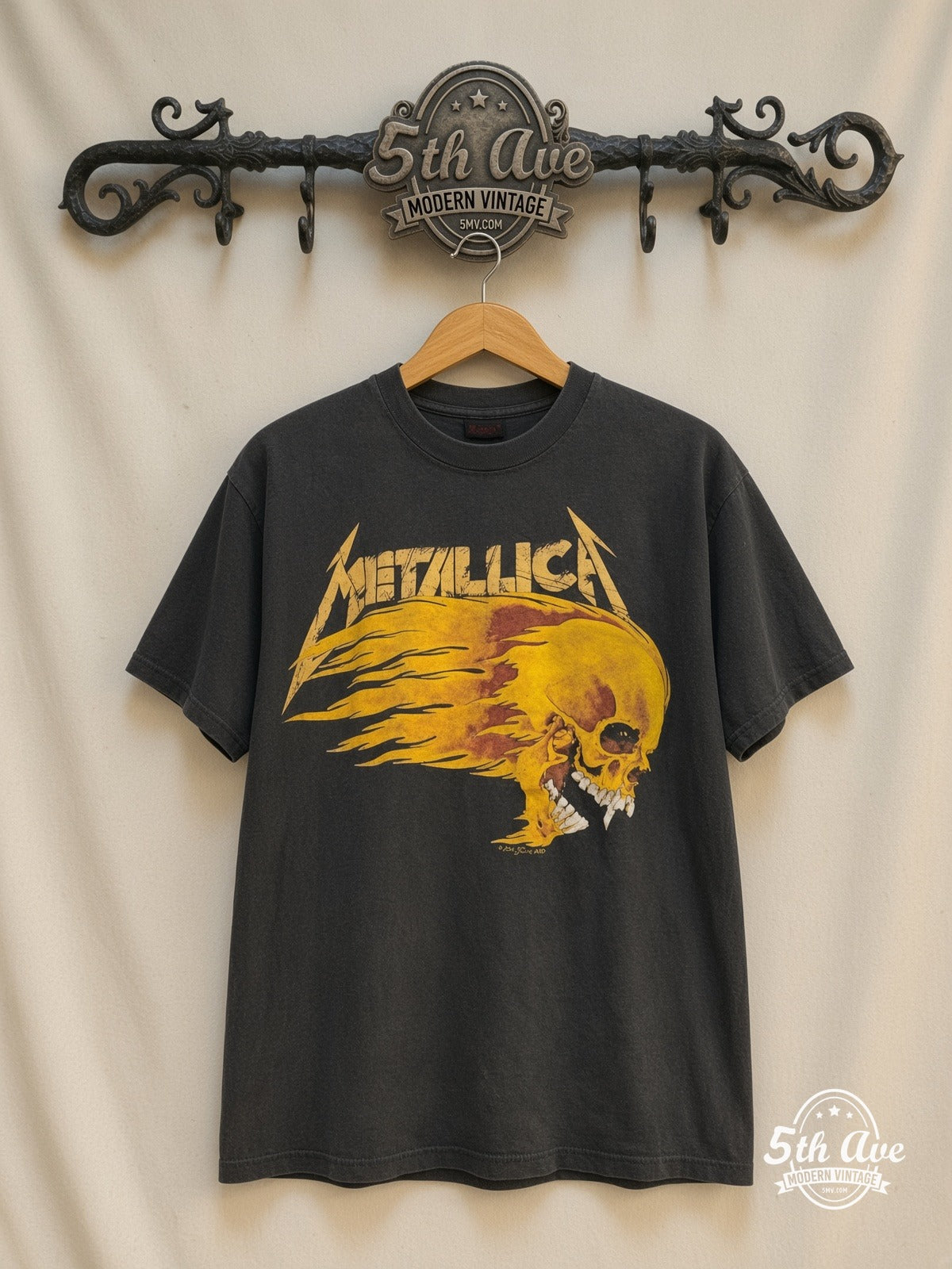 Metallica Summer Shit 94 Flaming Skull vintage band t-shirt on rack