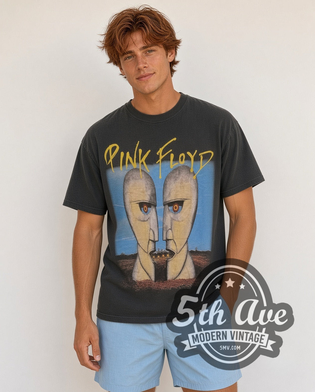 Model wearing the Pink Floyd The Division Bell vintage band t-shirt