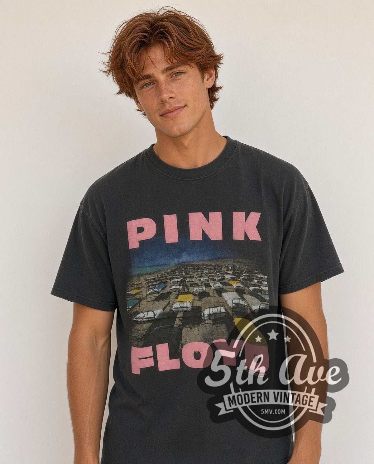 Model wearing the Pink Floyd Momentary Lapse of Reason Beds vintage band t-shirt