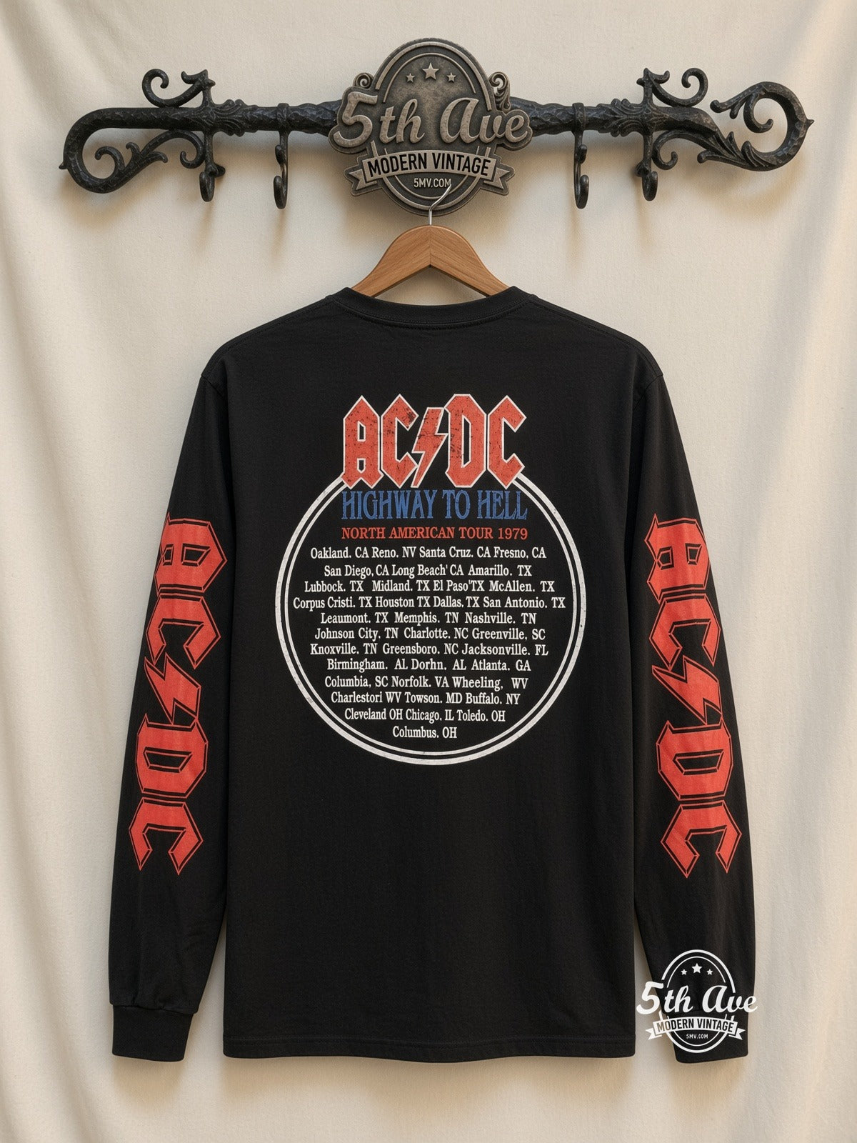 ETS LS 13 AC/DC Highway to Hell Band Photo long sleeve vintage tee on rack, back
