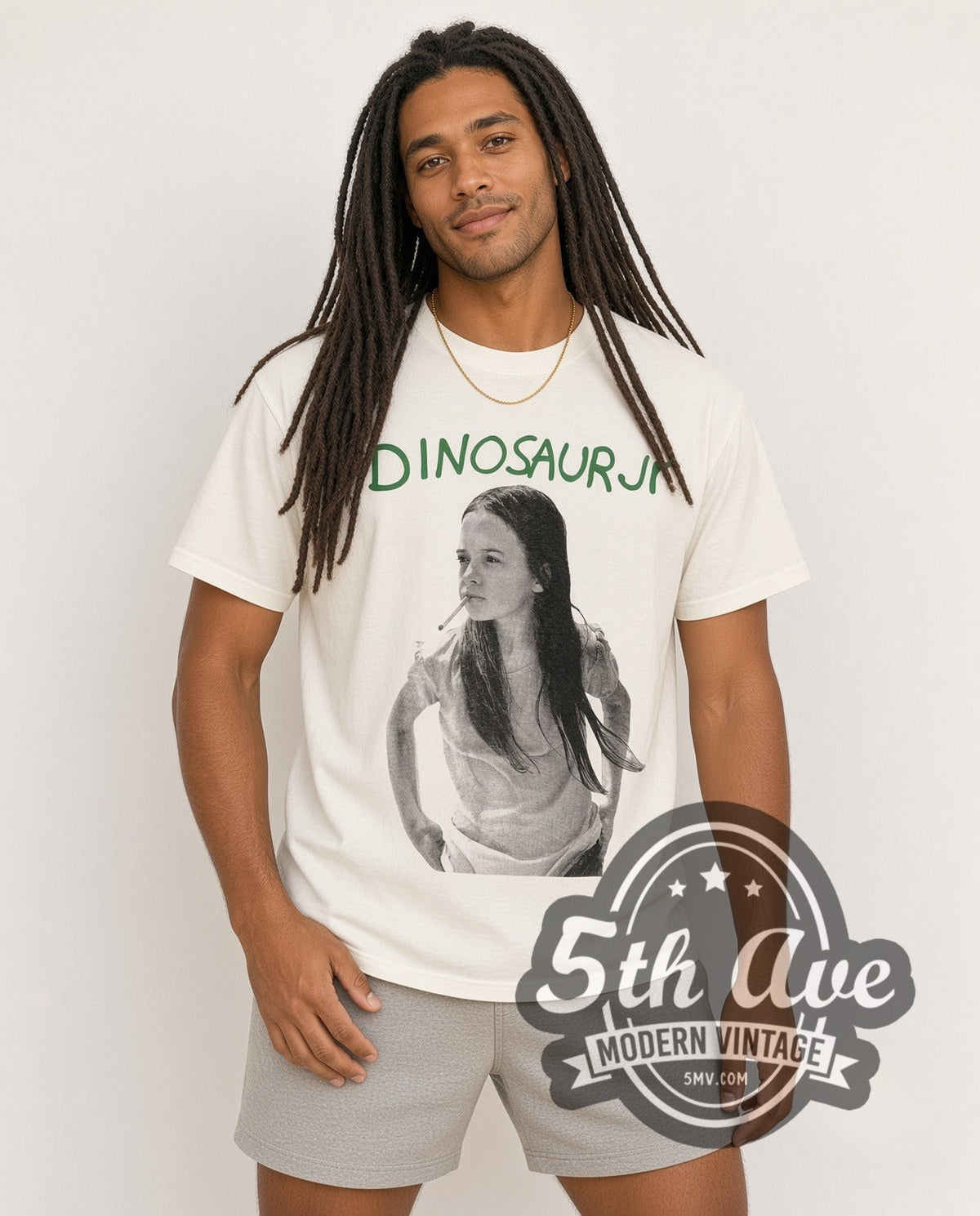Model wearing the Dinosaur Jr. Tour vintage band t-shirt