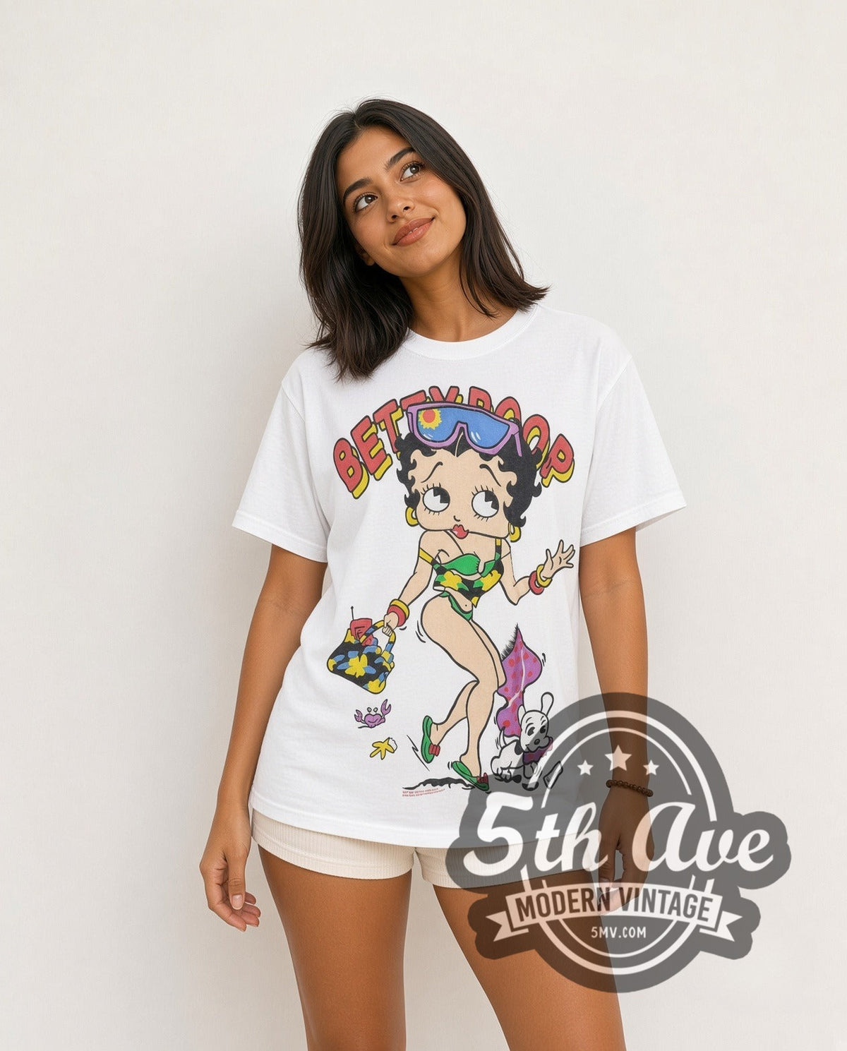Model wearing the Betty Boop Retro Style T-Shirt Classic Cartoon vintage cartoon tee
