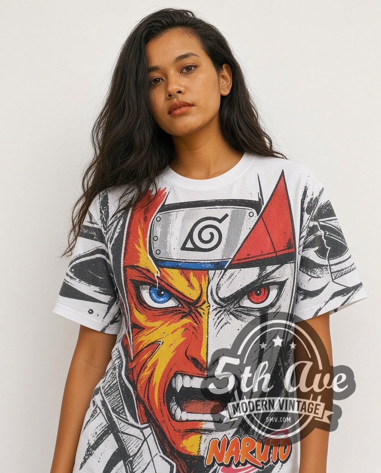 Naruto Shippuden Split Face Hidden Leaf AOP | Vintage Reprint