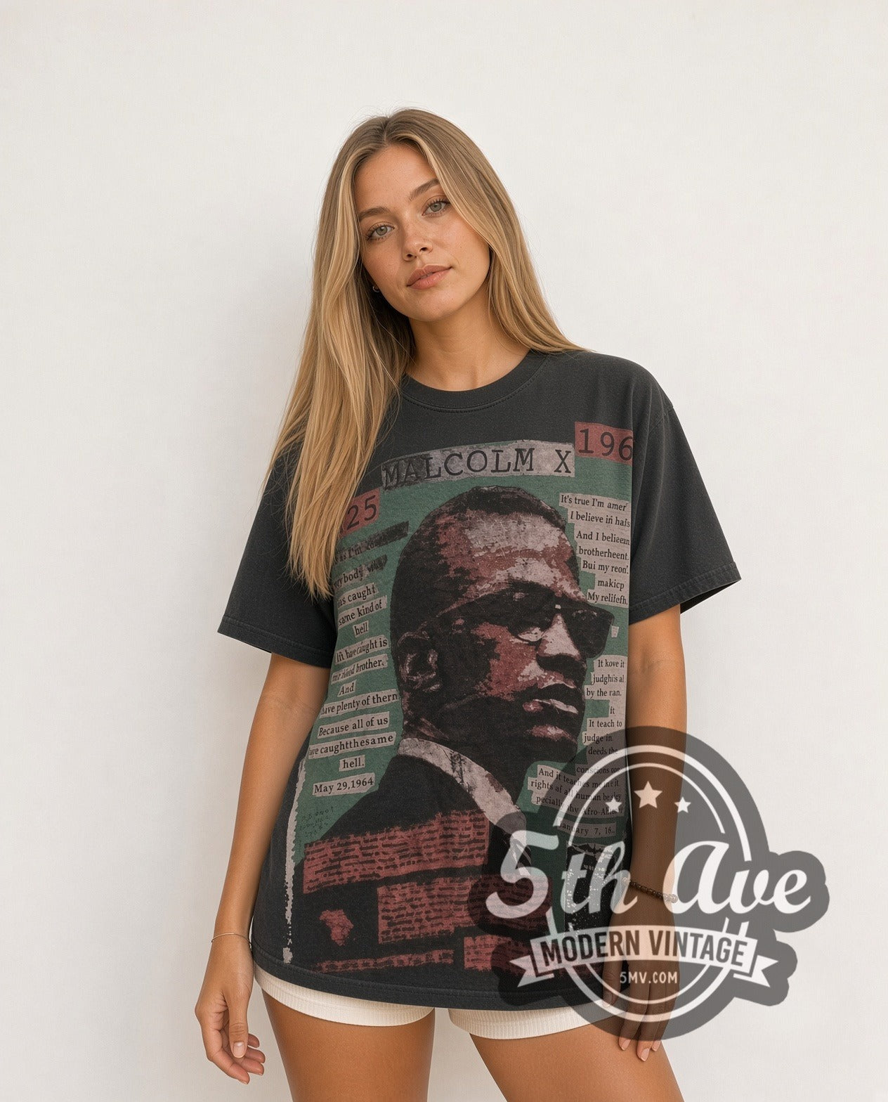 Malcolm X All Over Print T-Shirt | Mosquitohead Vintage
