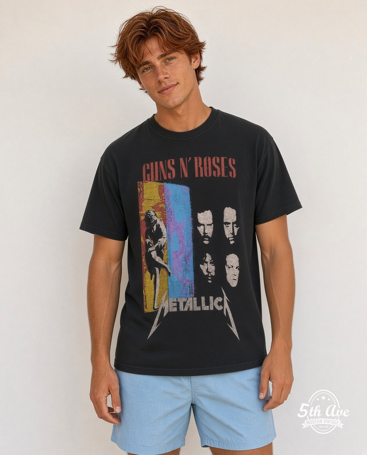 Guns N Roses Metallica Tour T-Shirt Rock Band Design model