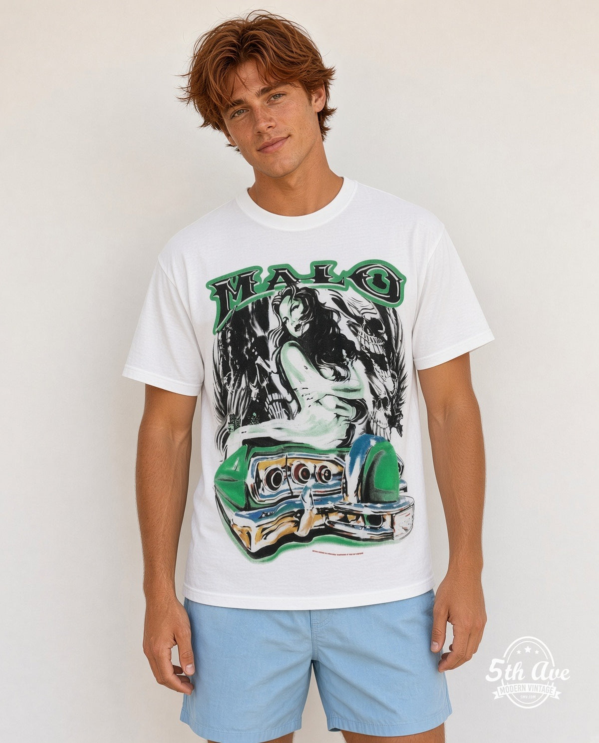 Model wearing the Malo Lowrider graphic tee