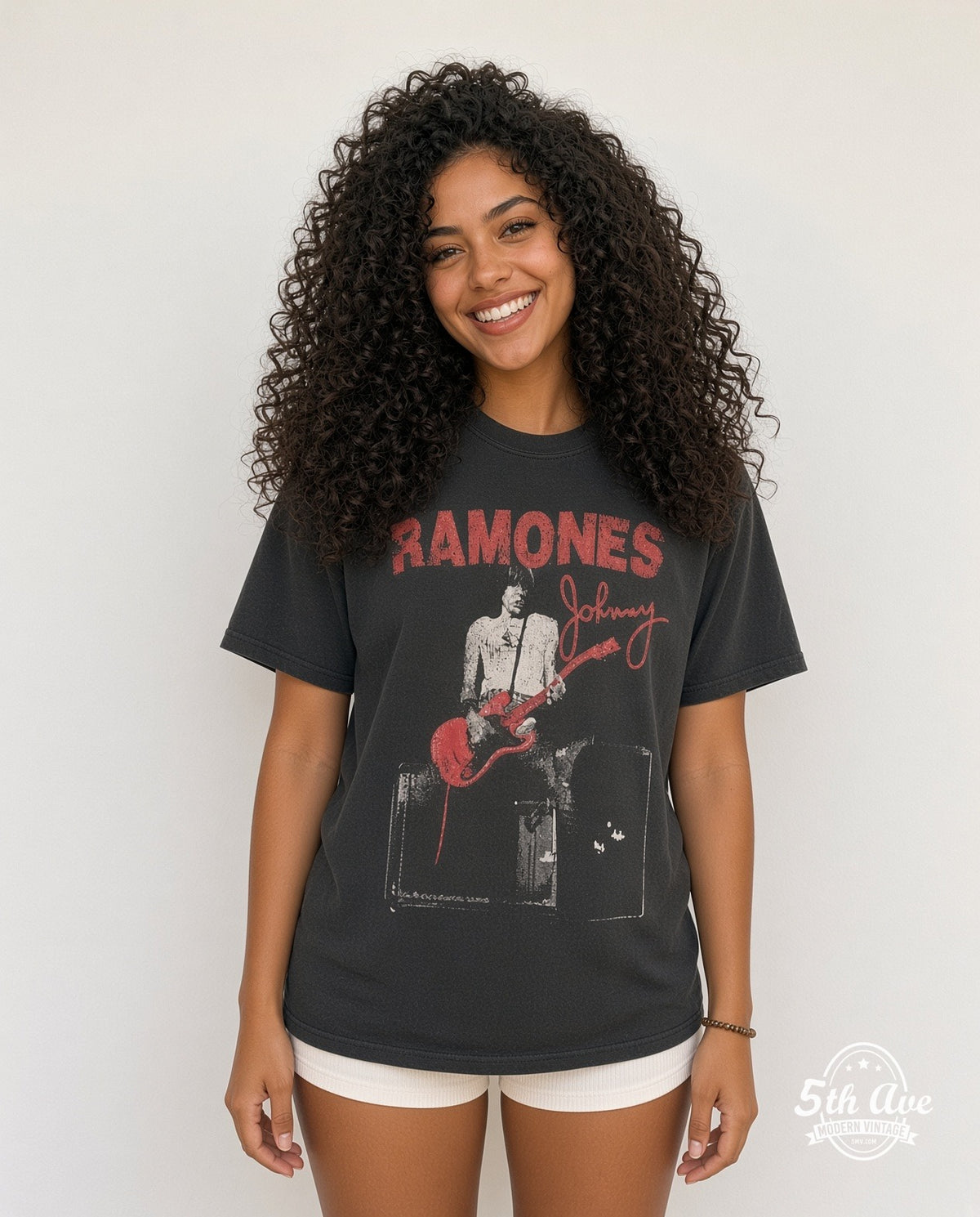 Model wearing The Ramones Ramones Graphic vintage band t-shirt