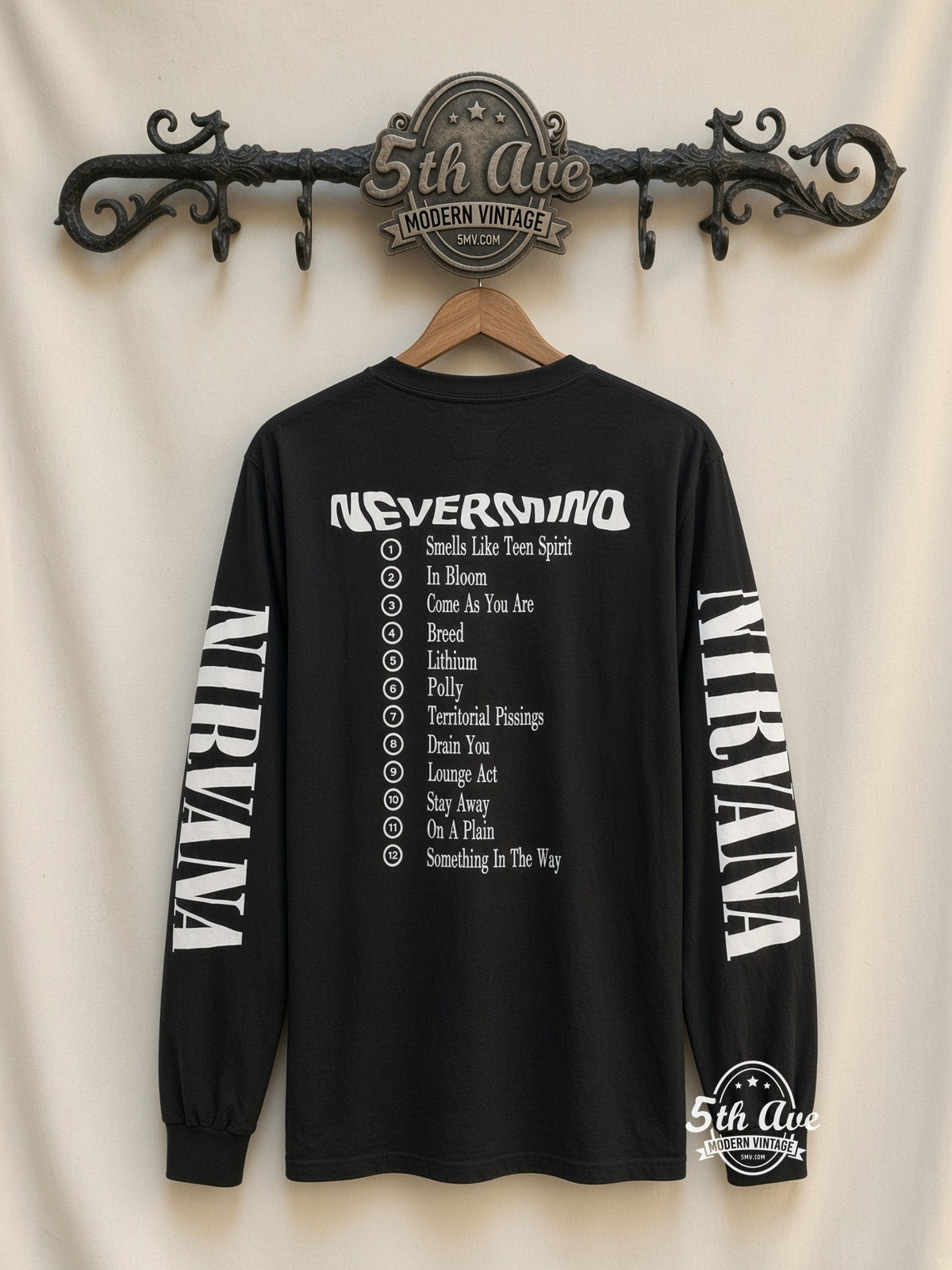ETS LS 17 Nirvana Nevermind long sleeve vintage tee on rack, back