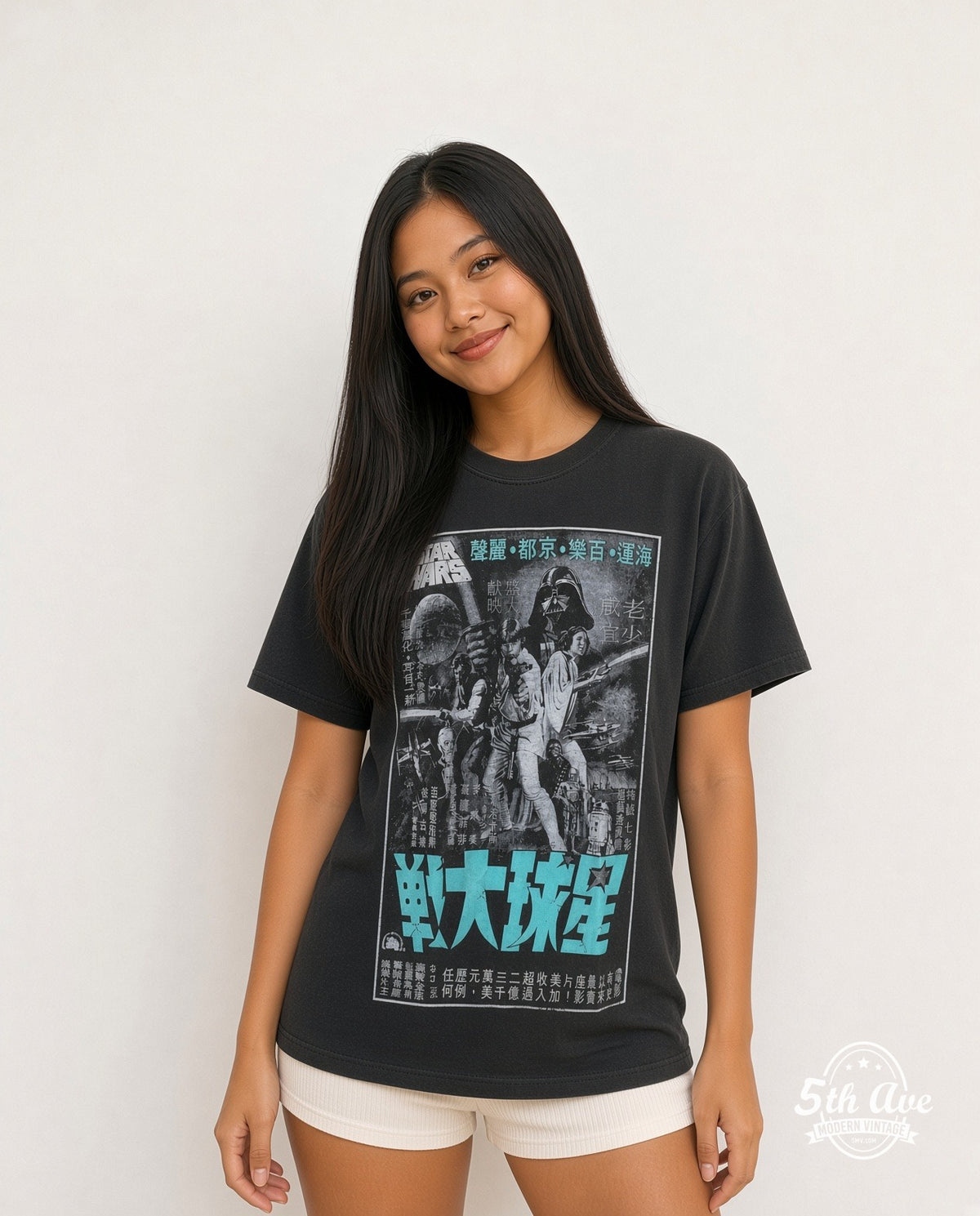 Model wearing the Star Wars Episode V The Empire Strikes Back movie tee