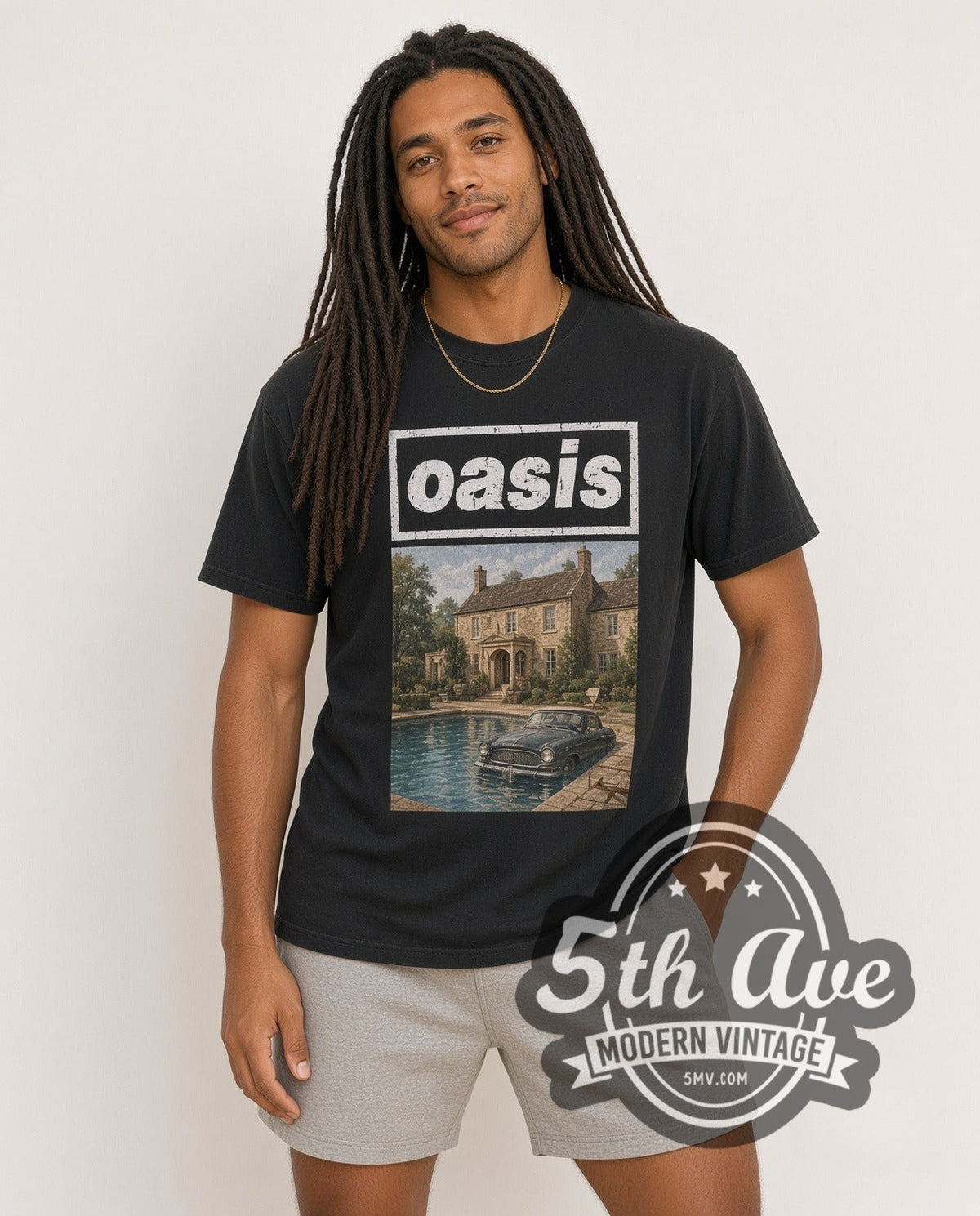 Model wearing the Oasis Be Here Now vintage band t-shirt