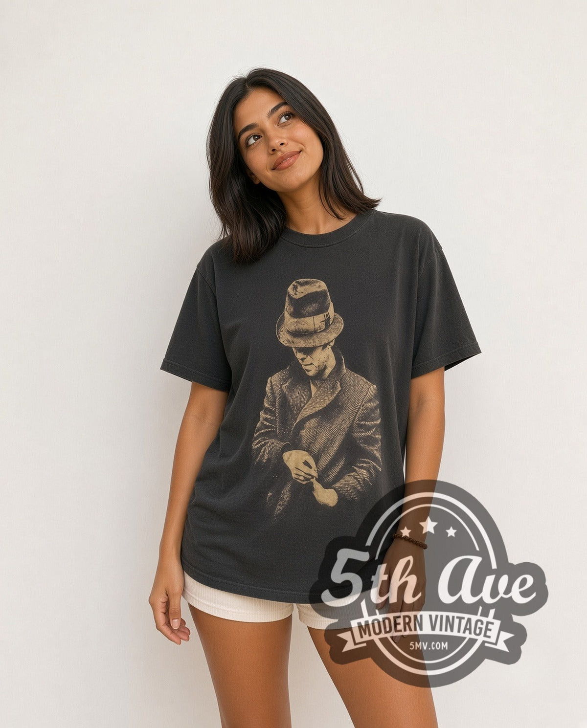 Model wearing the Tom Waits vintage band t-shirt
