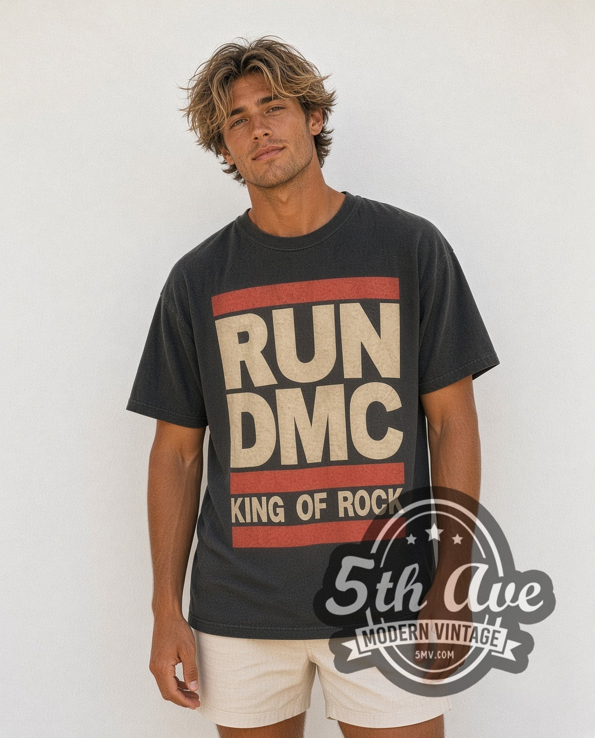 Model wearing the RUN DMC vintage rap tee