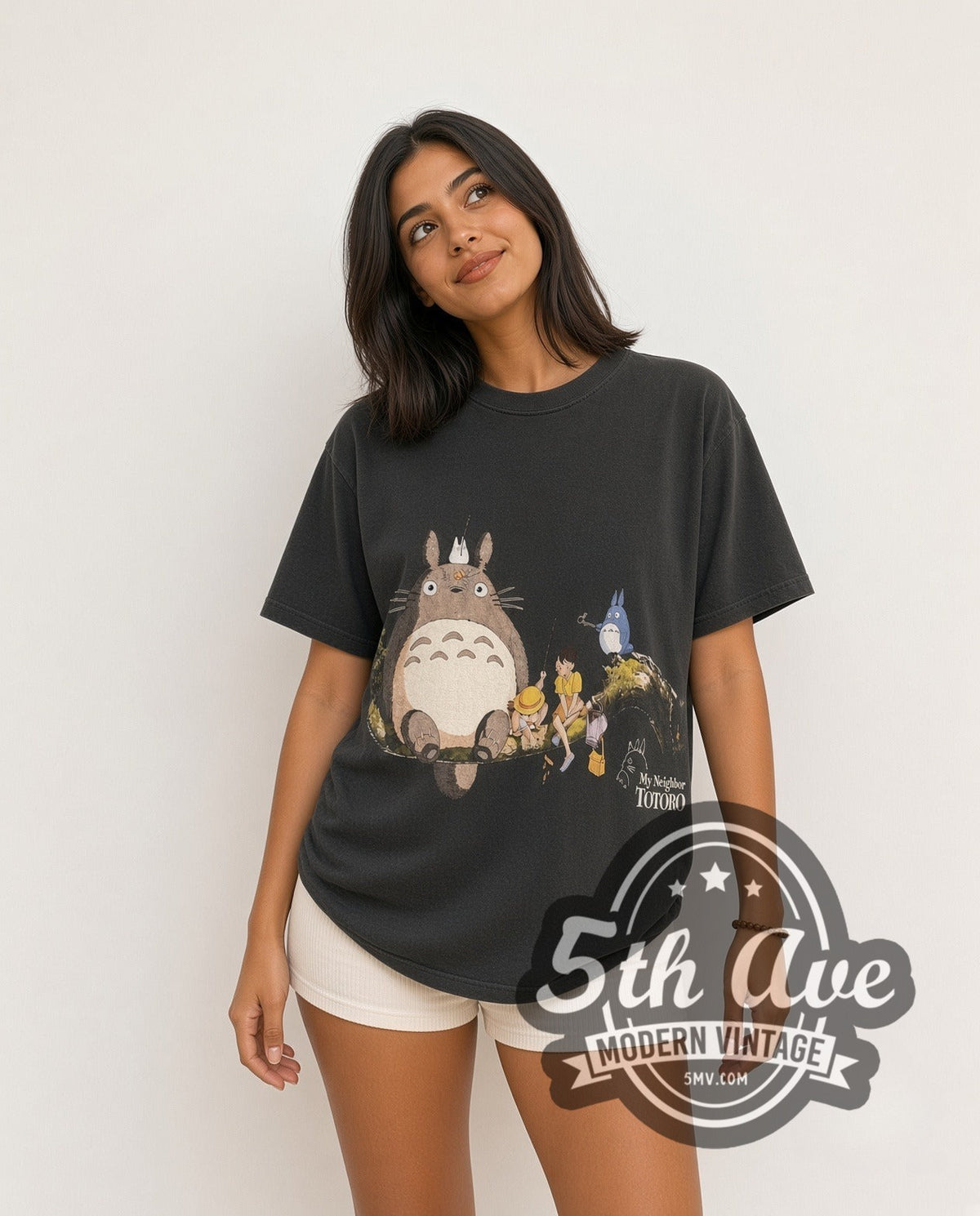 Model wearing the My Neighbor Totoro Tree Branch vintage movie t-shirt