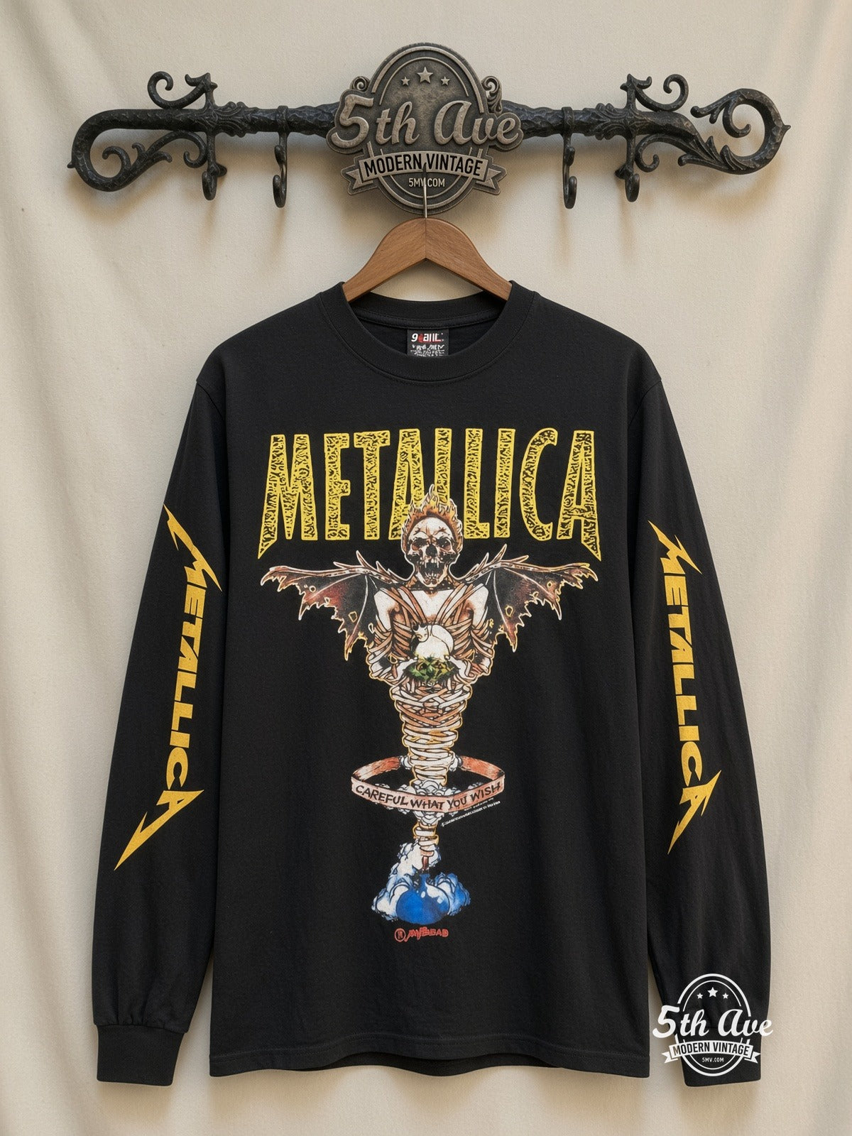 ETS LS 31 Metallica Careful What You Wish long sleeve vintage tee on rack, front