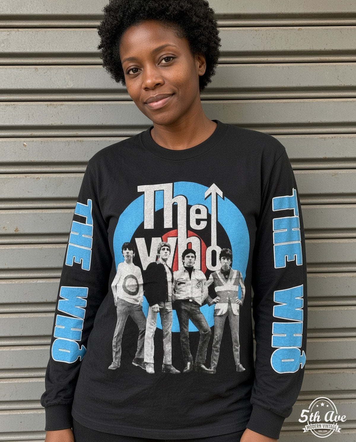 ETS LS 34 The Who Target Logo long sleeve vintage tee worn by a model