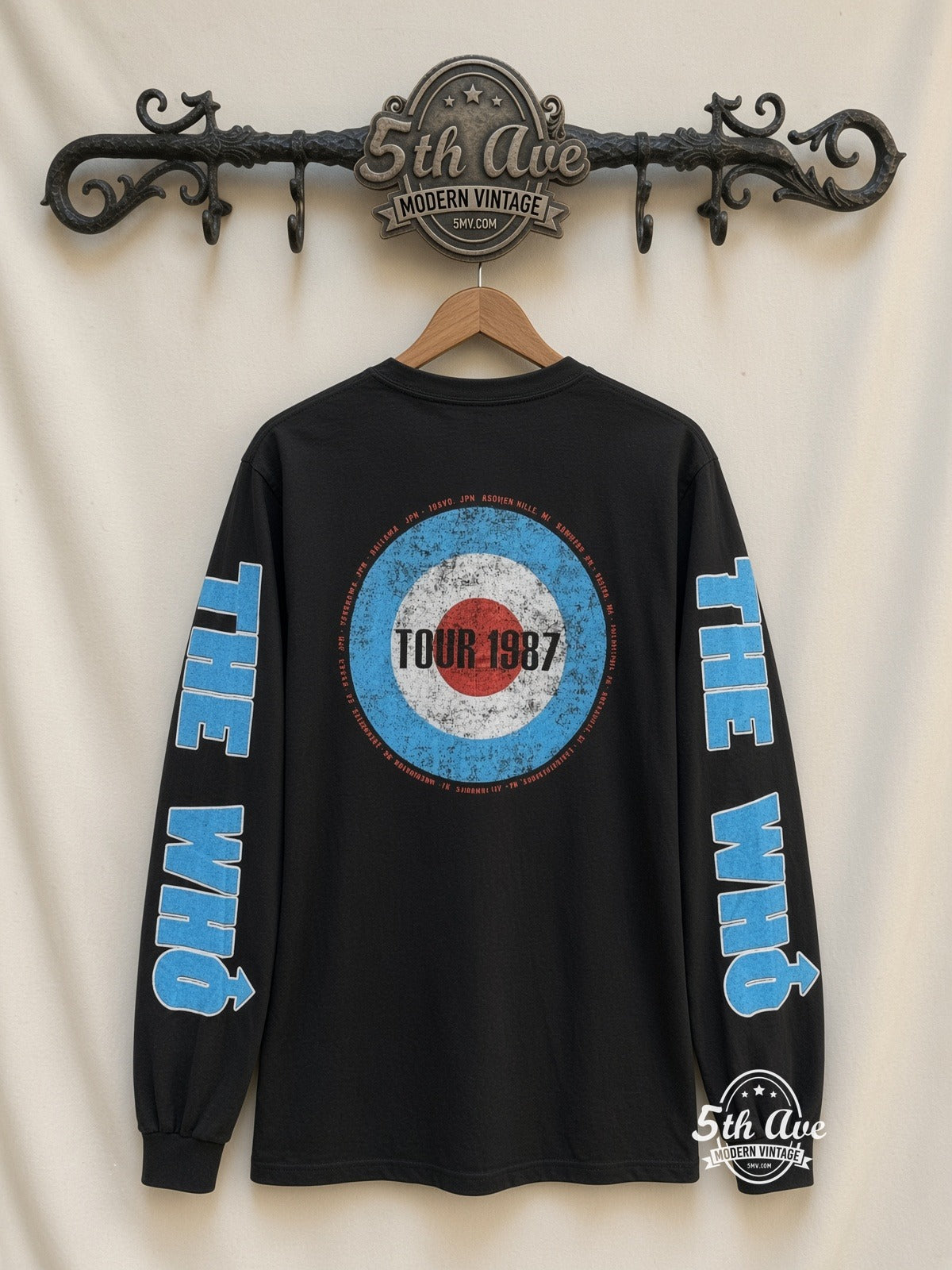 ETS LS 34 The Who Target Logo long sleeve vintage tee on rack, back