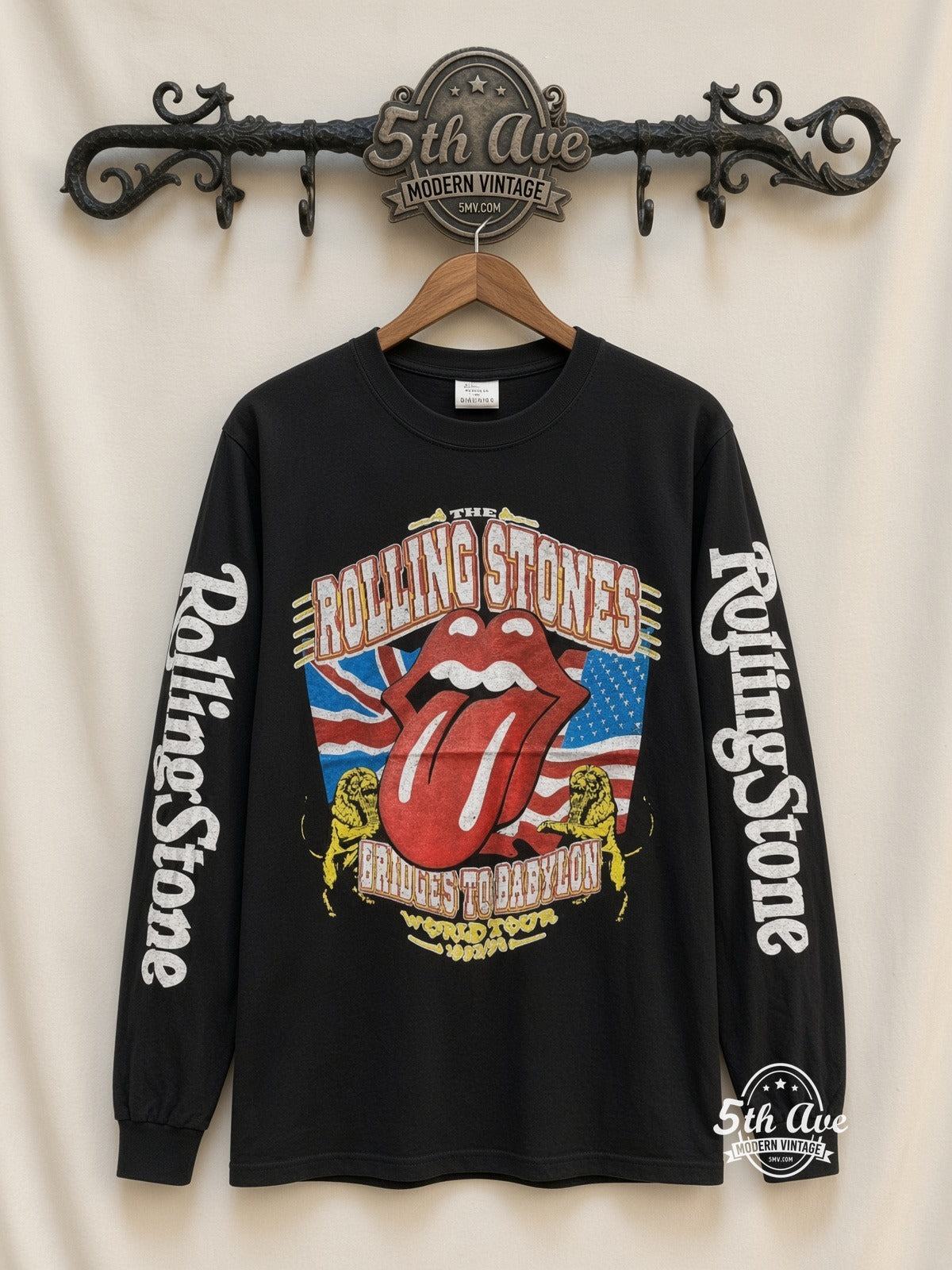 ETS LS 38 The Rolling Stones Bridges to Babylon long sleeve vintage tee on rack, front