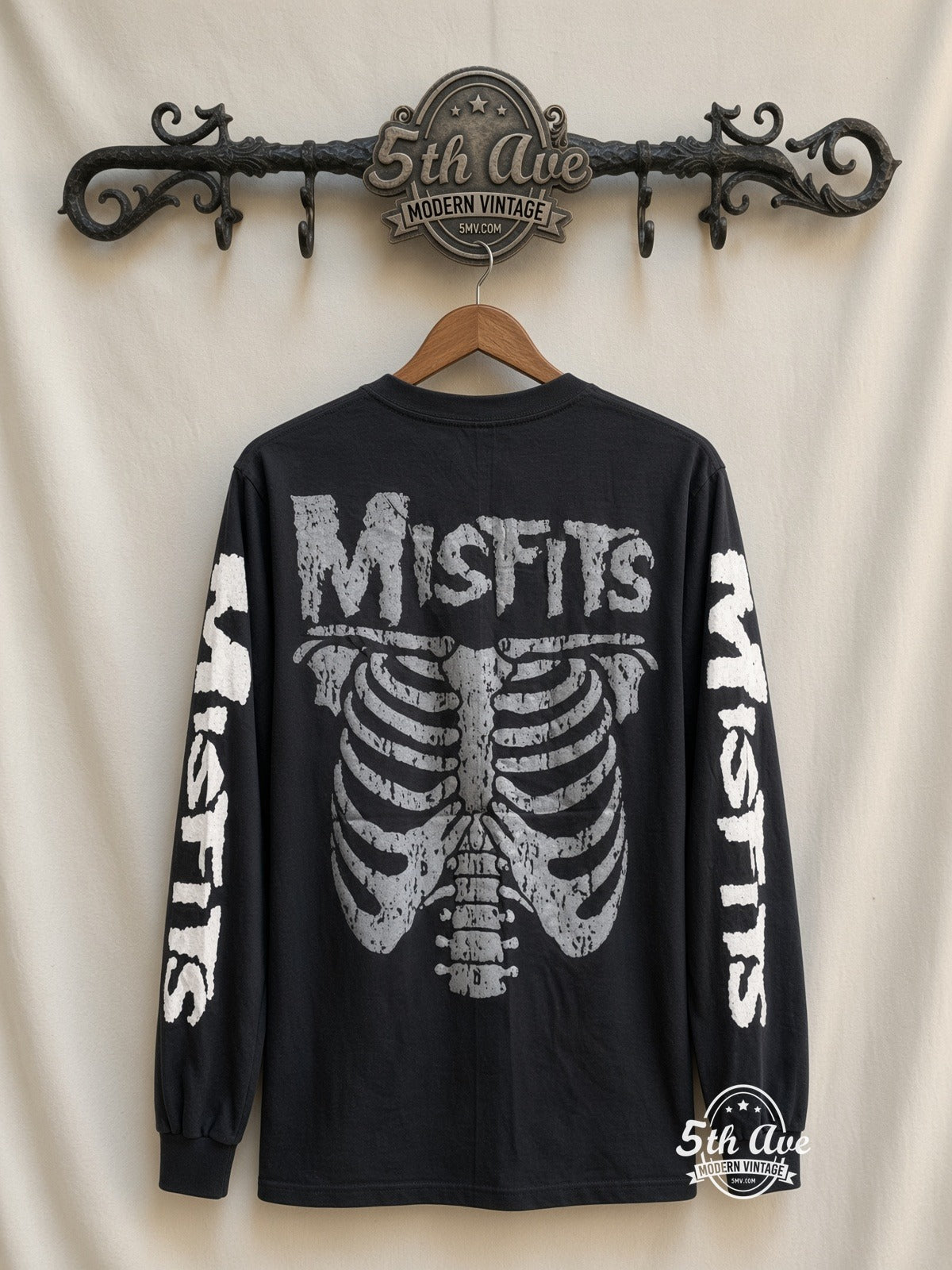 ETS LS 42 Misfits Skull long sleeve vintage tee on rack, back