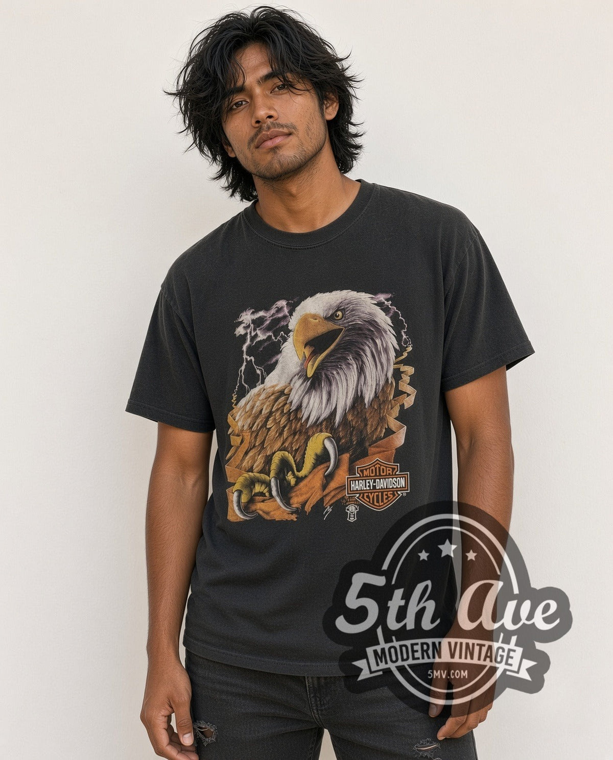 Model wearing the Harley-Davidson Big D's Biker Accessories Florida vintage Harley t-shirt