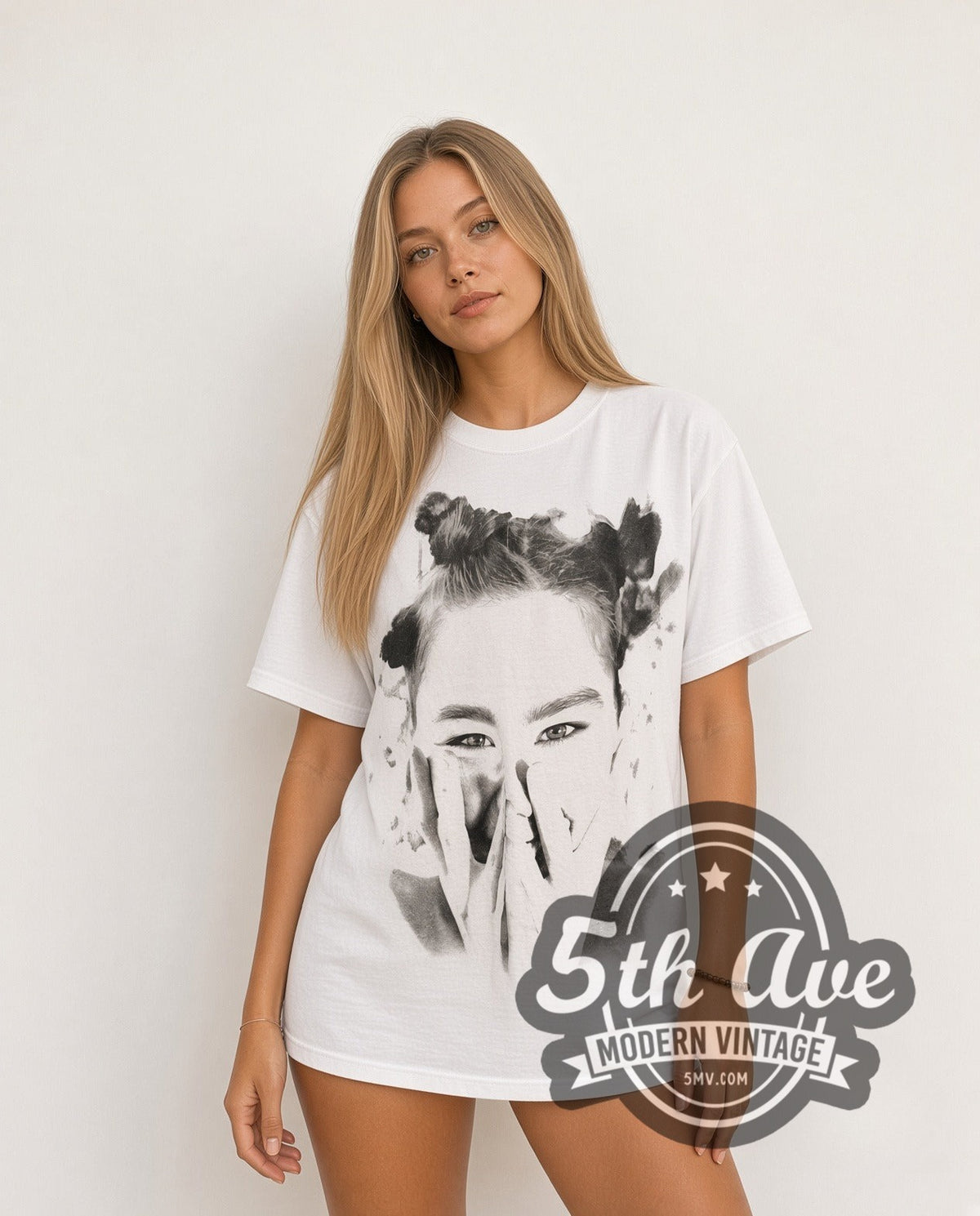 Model wearing the Björk It Takes Courage to Enjoy It vintage band t-shirt