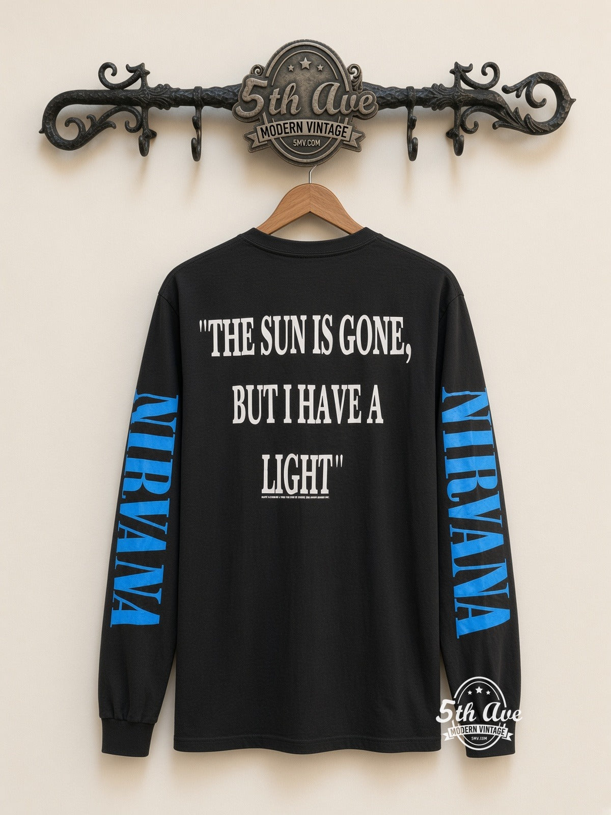 ETS LS 58 Nirvana Kurt D. Cobain 1967-1994 Childhood long sleeve vintage tee on rack, back