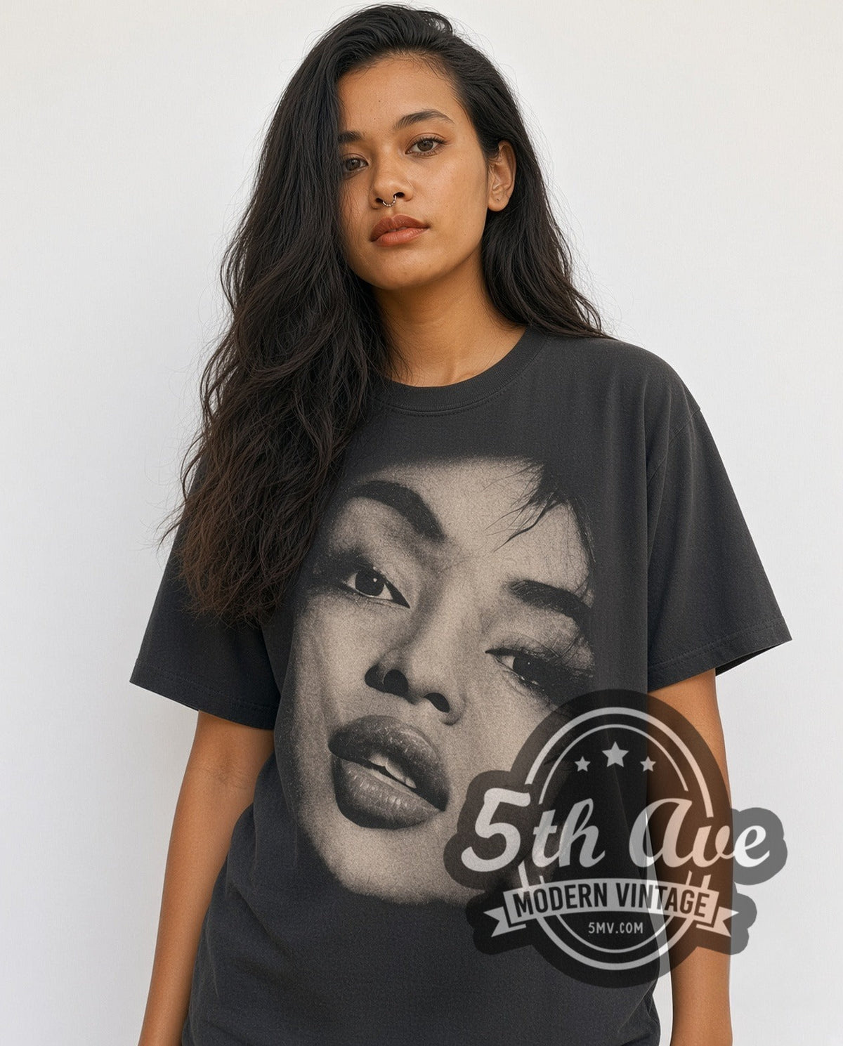Model wearing the Sade Diamond Life vintage band t-shirt