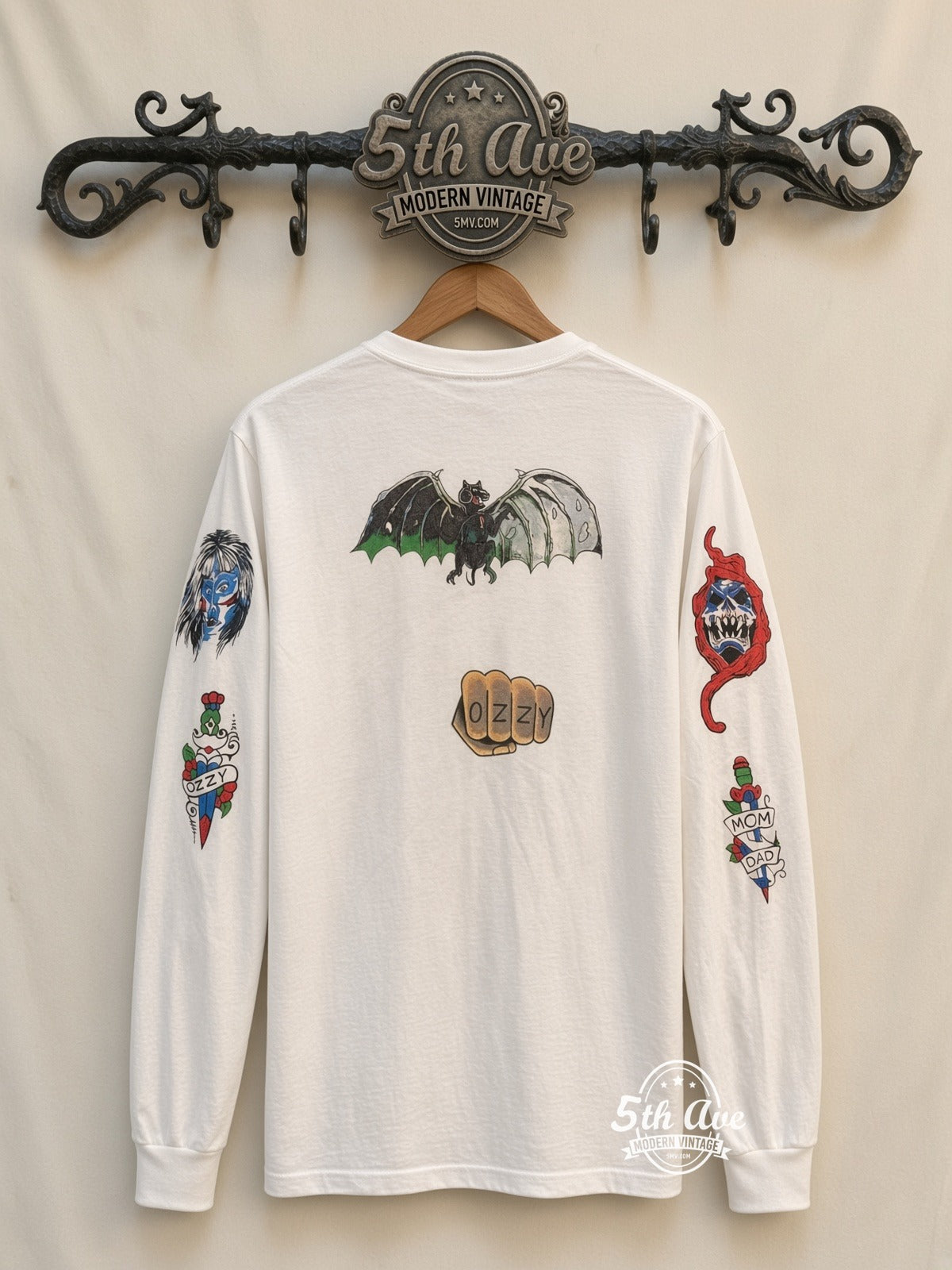 ETS LS 68 Ozzy Osbourne Blue Demon long sleeve vintage tee on rack, back