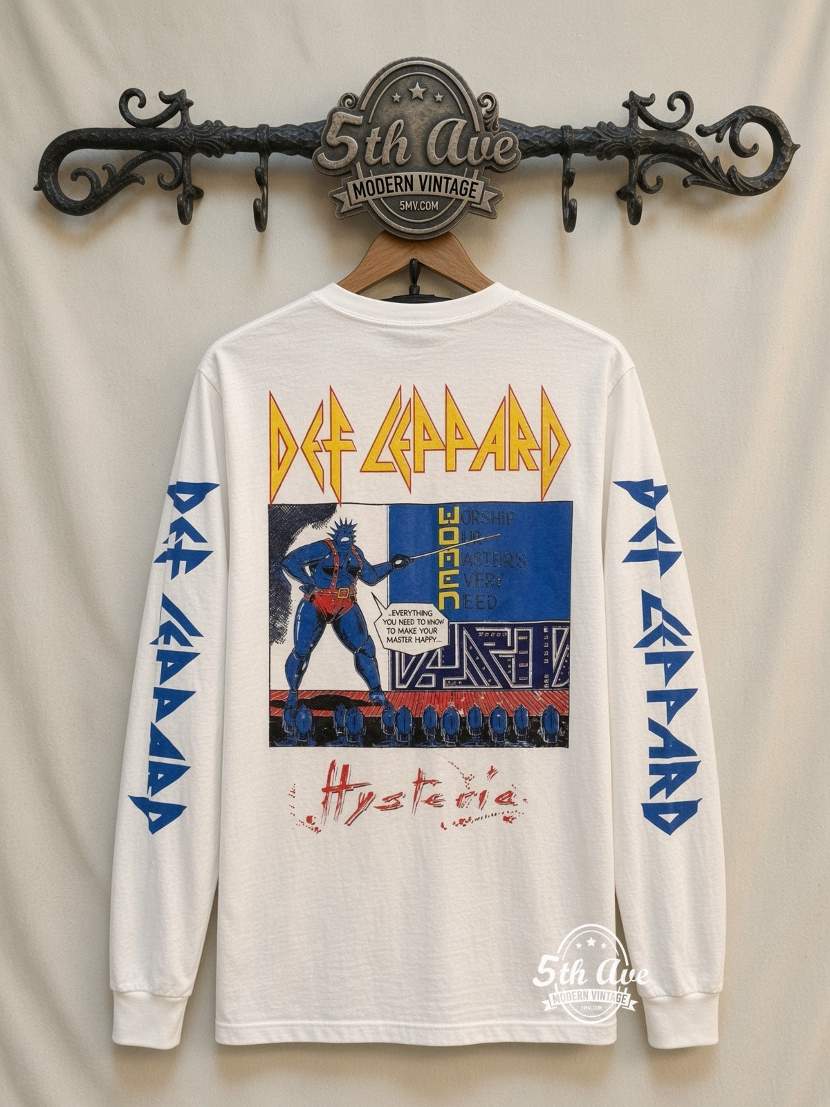 ETS LS 69 Def Leppard Women of Doom long sleeve vintage tee on rack, back