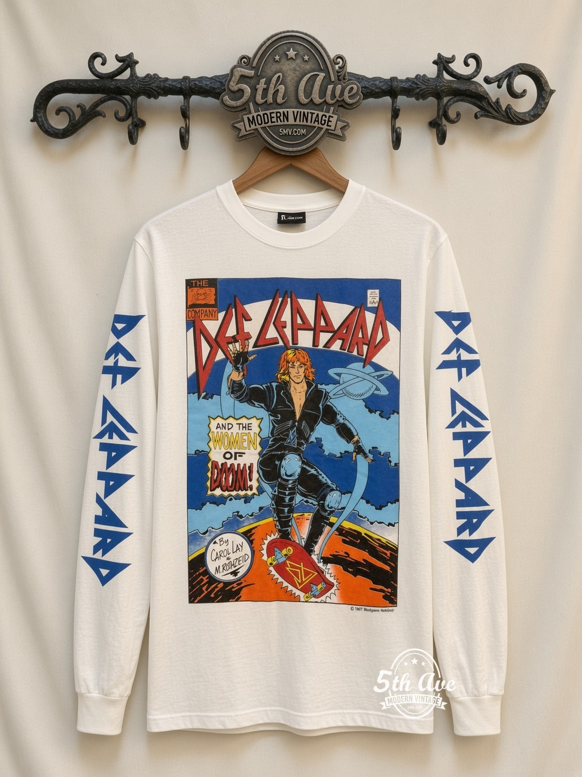 ETS LS 69 Def Leppard Women of Doom long sleeve vintage tee on rack, front