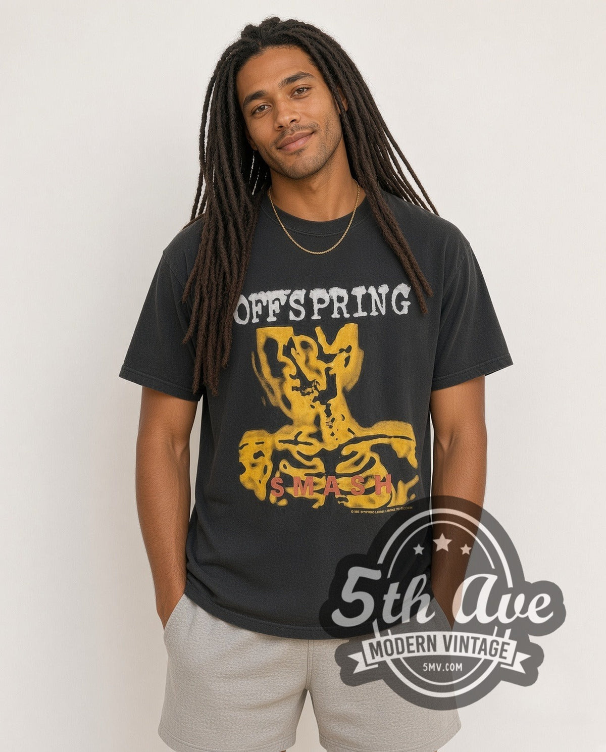 Model wearing The Offspring Smash vintage band t-shirt in black