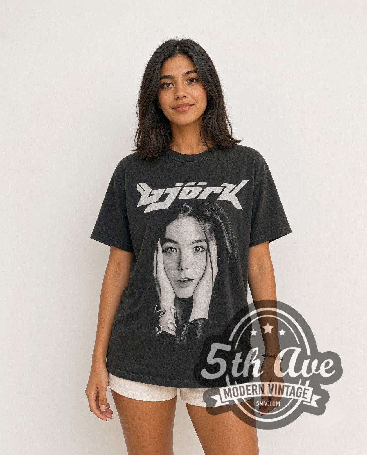 Björk Photo Monochrome Black Vintage Band T-Shirt | 5MV