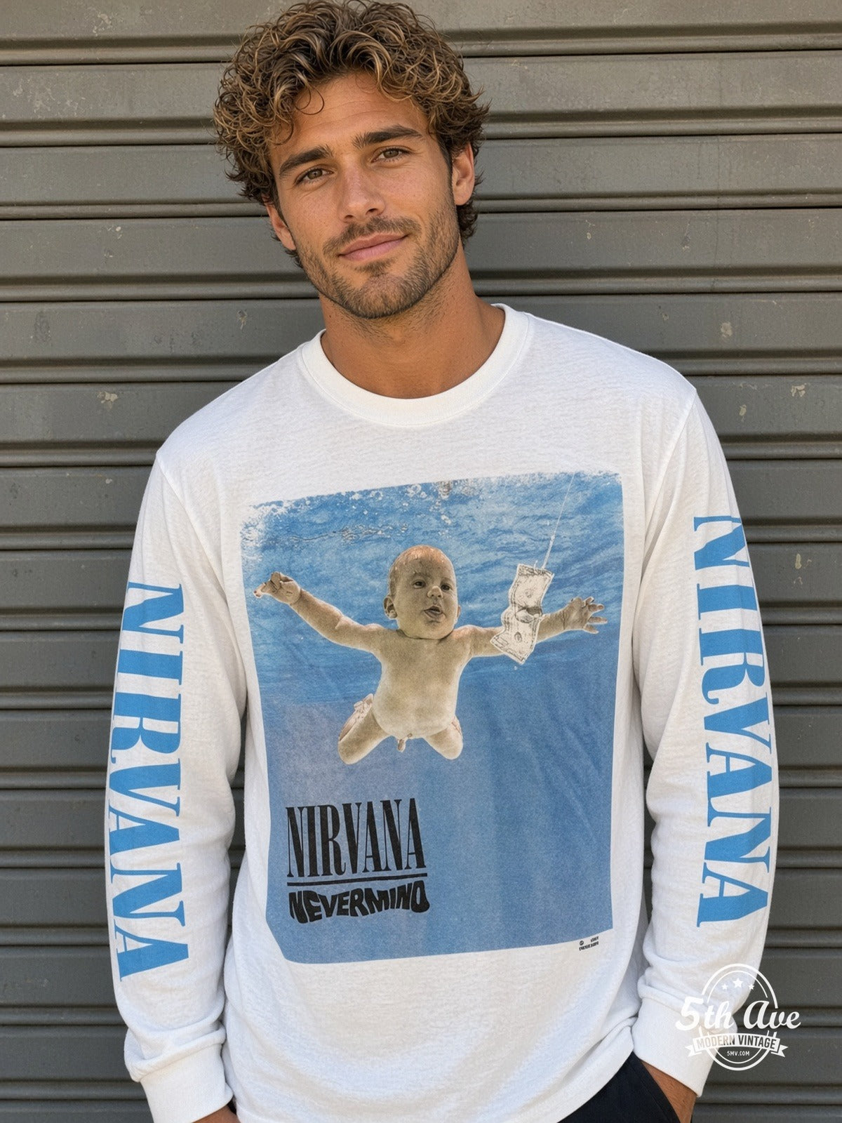 ETS LS 79 Nirvana Nevermind long sleeve vintage tee worn by a model
