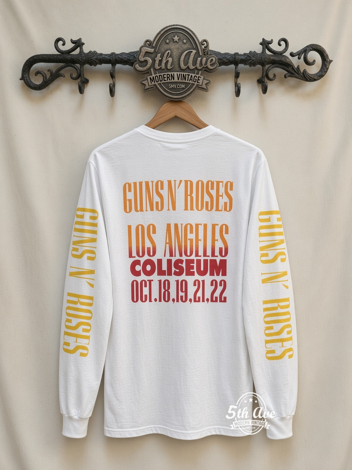 ETS LS 80 Guns N' Roses Skeleton Band long sleeve vintage tee on rack, back