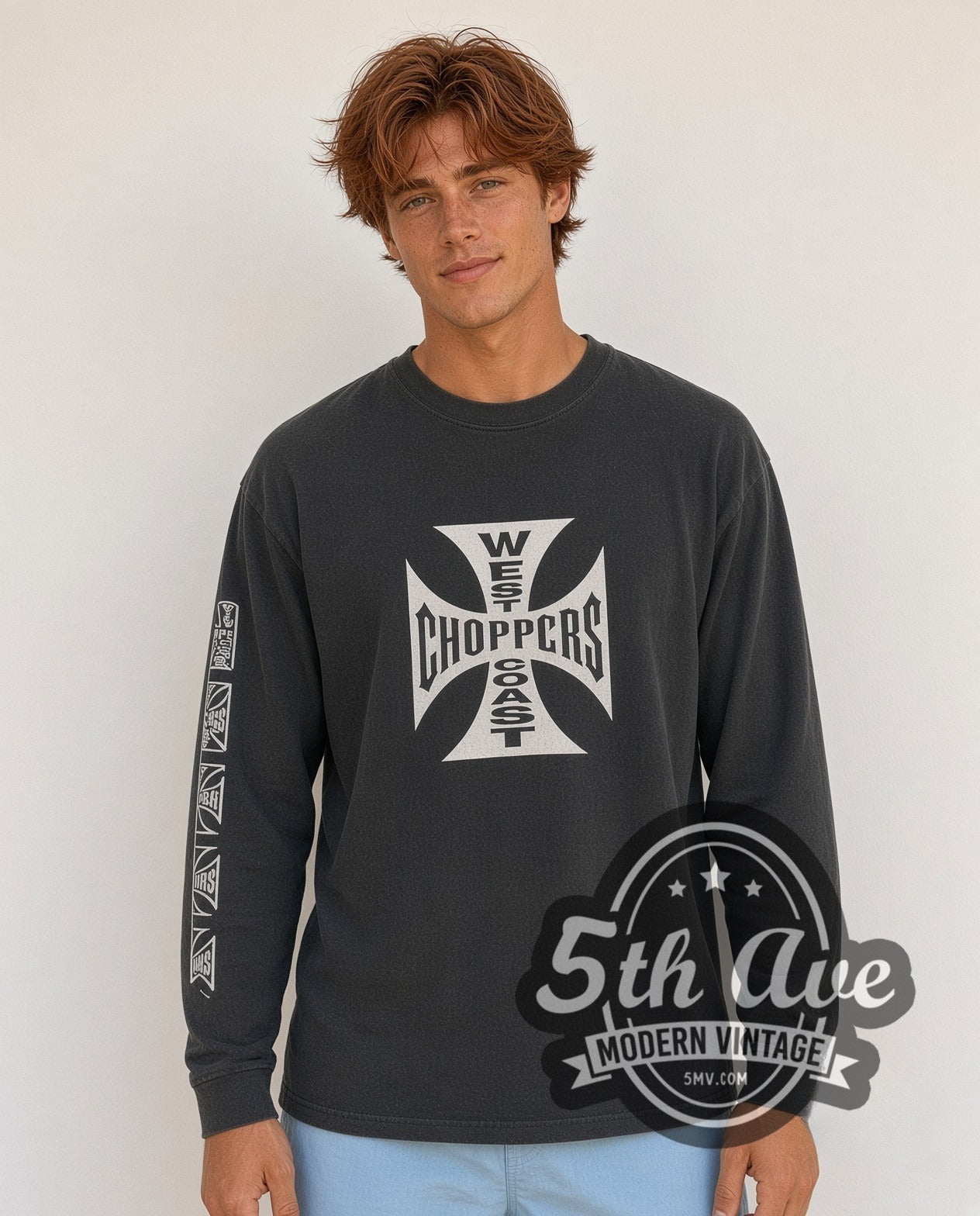 West Coast Choppers Long Beach Iron Vintage Biker Long Sleeve Tee