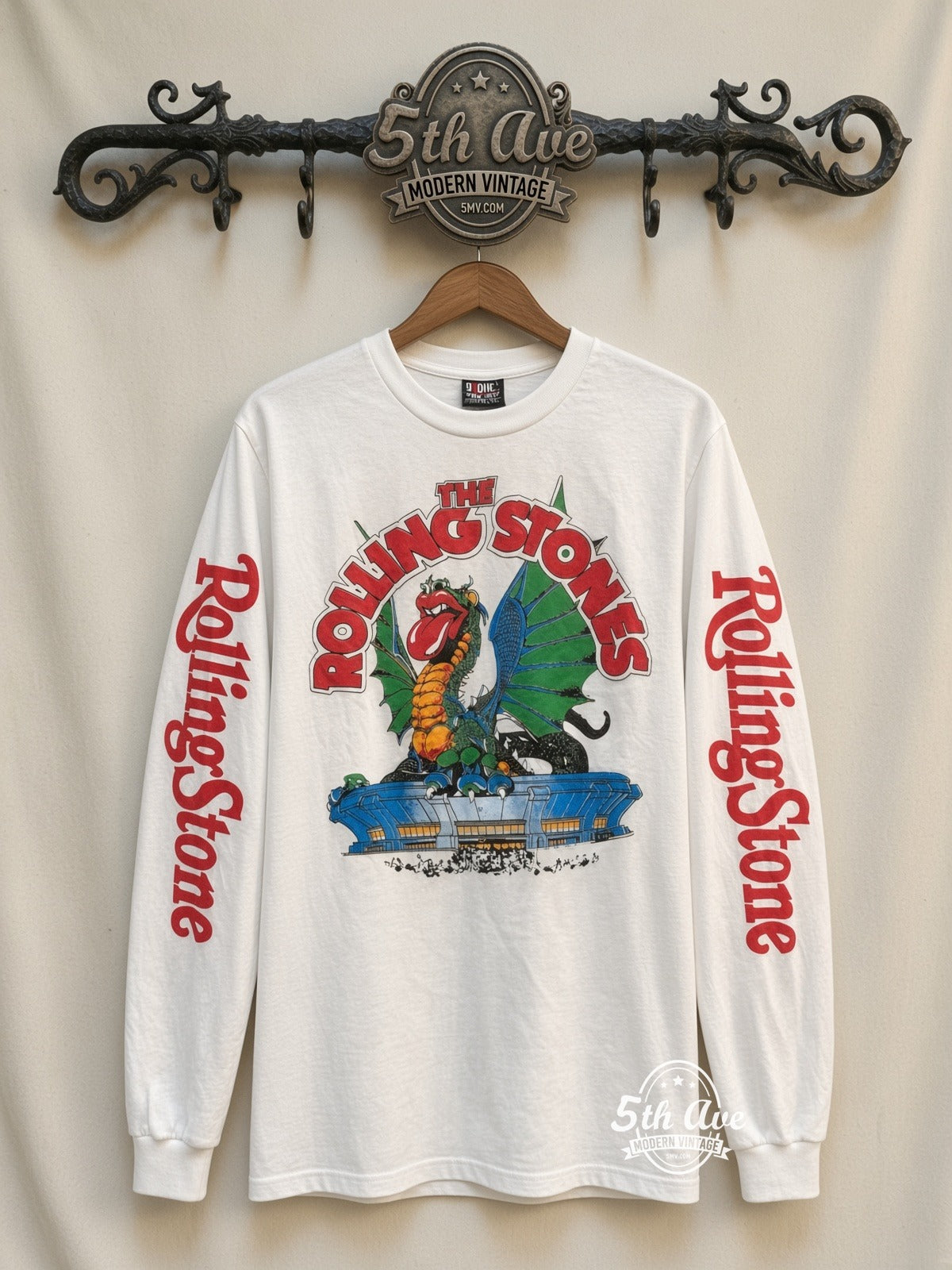 ETS LS 90 The Rolling Stones Dragon long sleeve vintage tee on rack, front