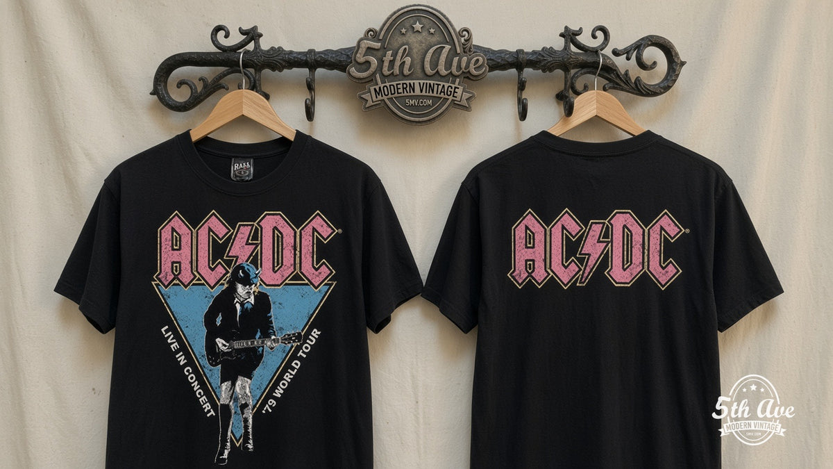 AC/DC Live in Concert '79 vintage band t-shirt on rack