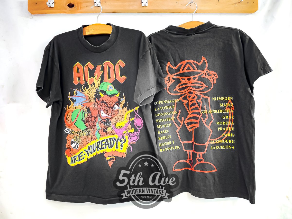 AC/DC 'Are You Ready?' Europen Tour - Vintage Reprint Band T-Shirt - Vintage Band Shirts