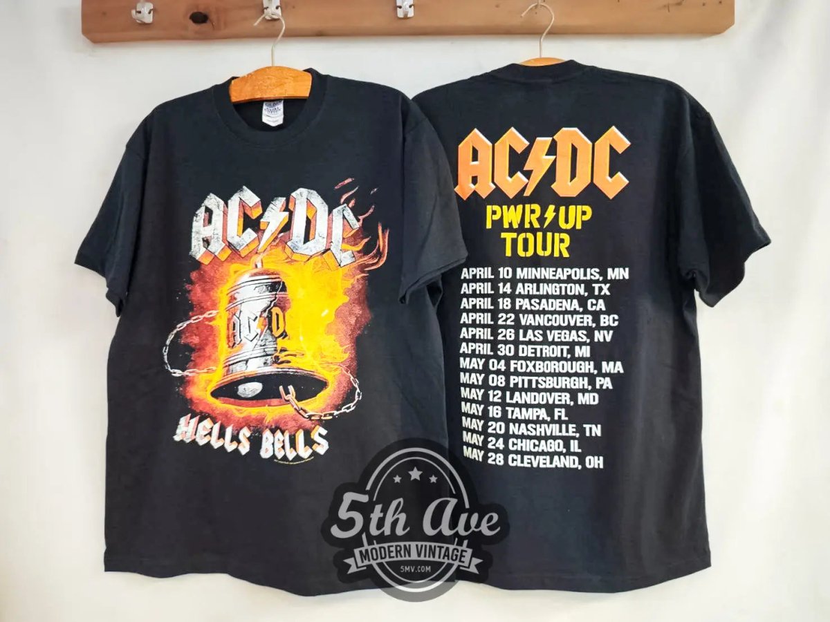 AC/DC Hells Bells Power Up Tour - New Vintage Band T shirt - Vintage Band Shirts