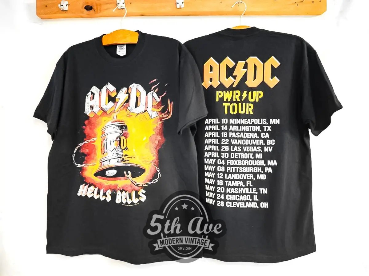 AC/DC Hells Bells Power Up Tour - Vintage Reprint Band T-Shirt - Vintage Band Shirts