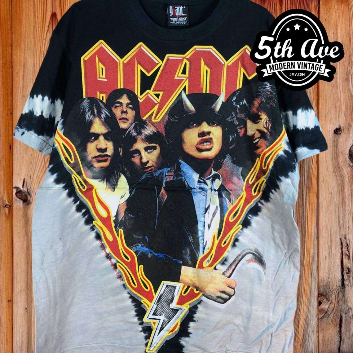 AC/DC Highway to Hell Tie Dye: Rock 'n' Roll Rebellion in a Single Stitched Short Sleeve Crew Neck t shirt - Vintage Band Shirts