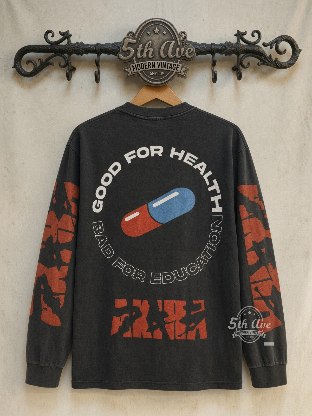 Akira Good for Health Bad for Education Pill Long Sleeve vintage anime tee back on cream 5th Ave rack