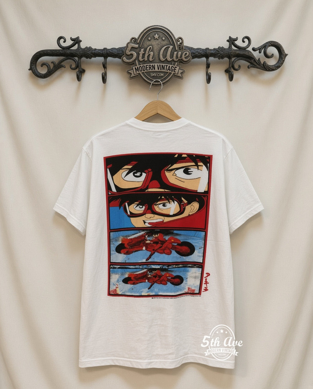 Akira Motorcycle Tribute T-Shirt: Exclusive Limited Edition vintage tee on 5th Ave cream rack — back