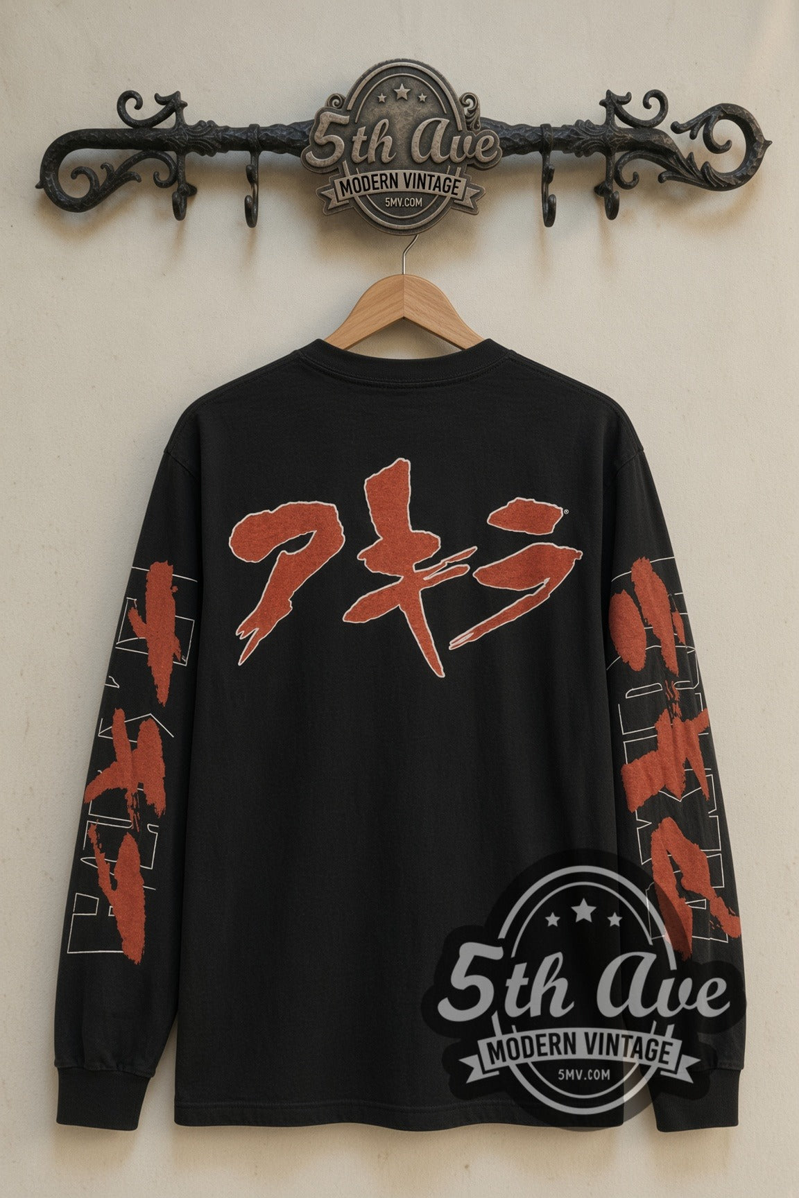 Back print of Akira Tetsuo Robot Arm & Katakana Back long sleeve tee on 5th Ave rack