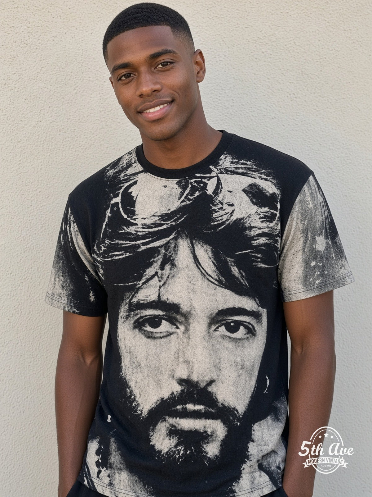 Al Pacino Serpico Sunglasses Variant all over print vintage tee model wearing