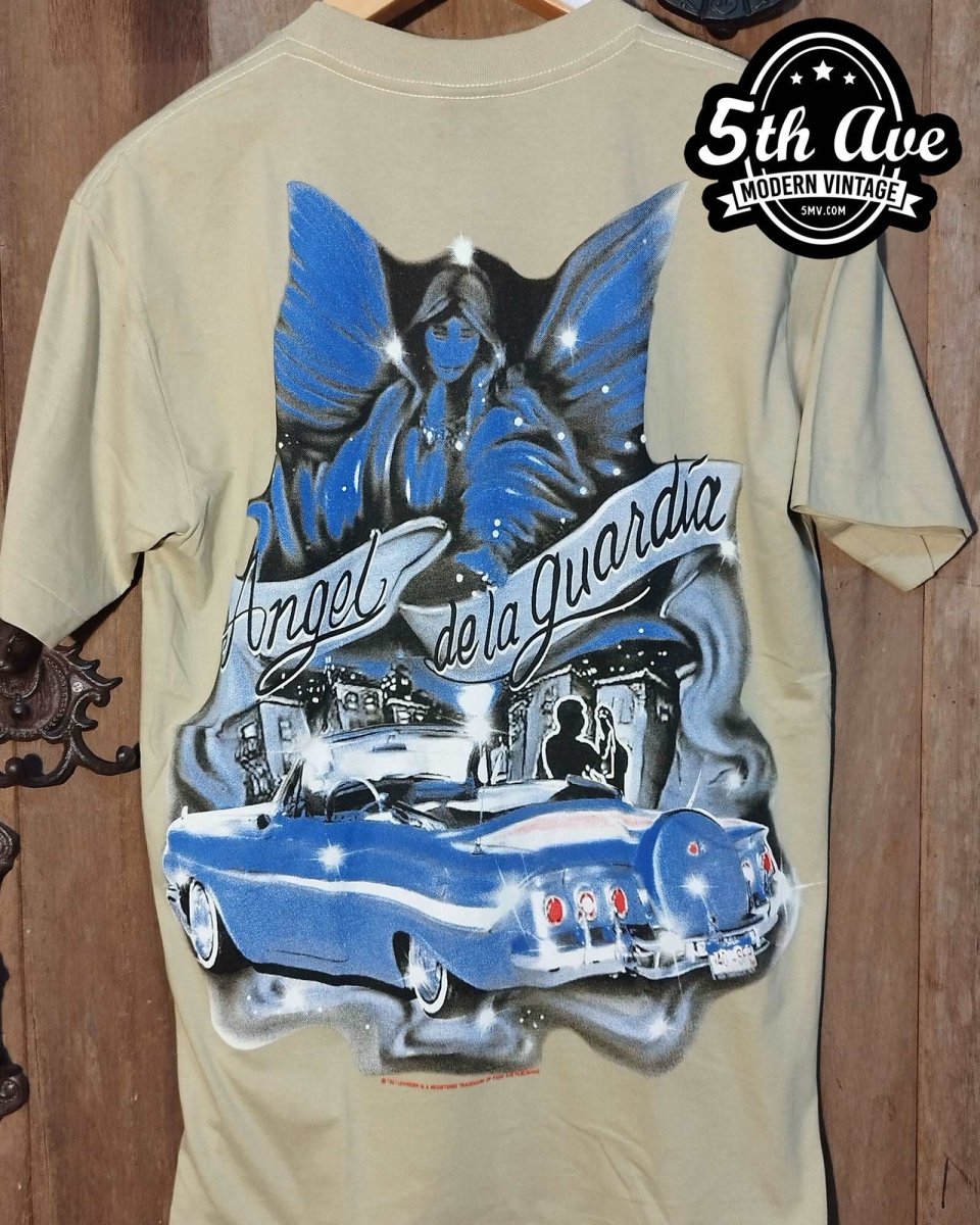 Angel de la guardia - Rollin hard lowrider low rider car culture t shirt - Vintage Band Shirts