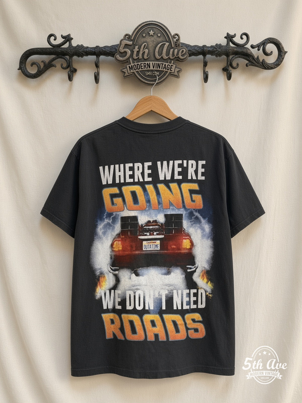 Back to the Future OUTATIME DeLorean vintage t-shirt back on rack